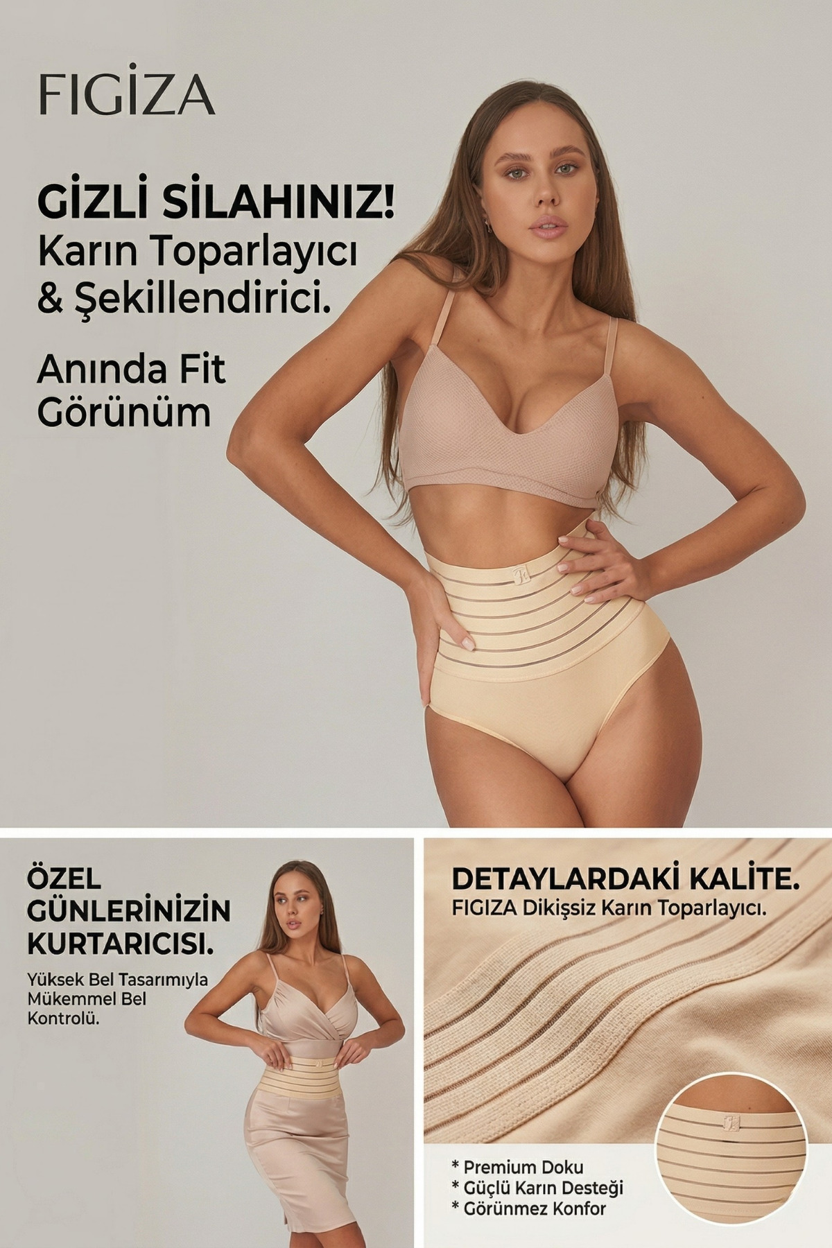 figiza Kadın Göbek Toparlayıcı Külot Korse Karın Sıkılaştırıcı Dikişsiz Toparlayıcı Korse görsel 2