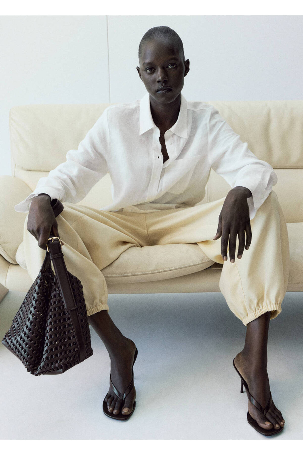 MANGO  Cepli keten gömlek - Görsel 6