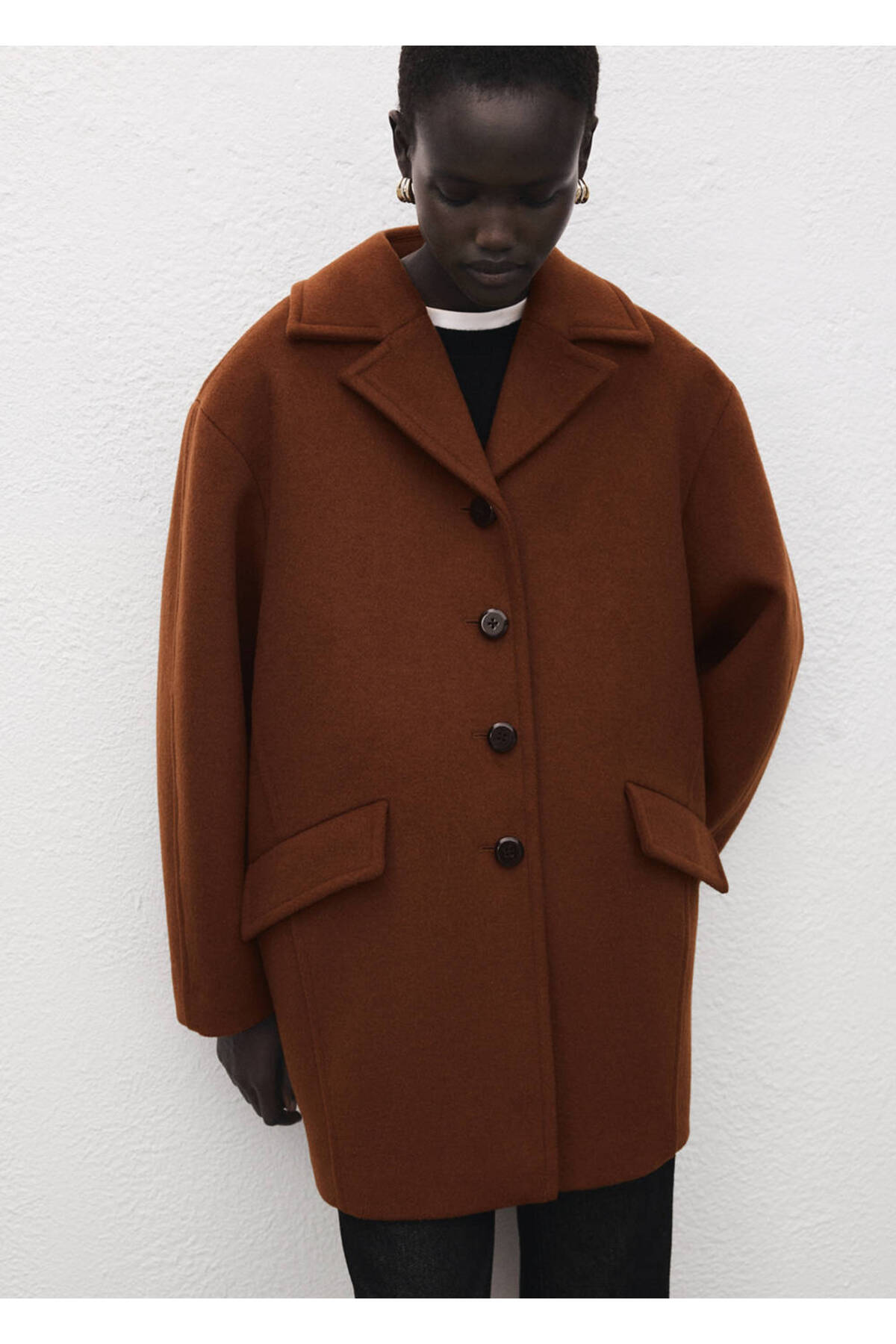 MANGO  Yün karışımlı düğmeli palto