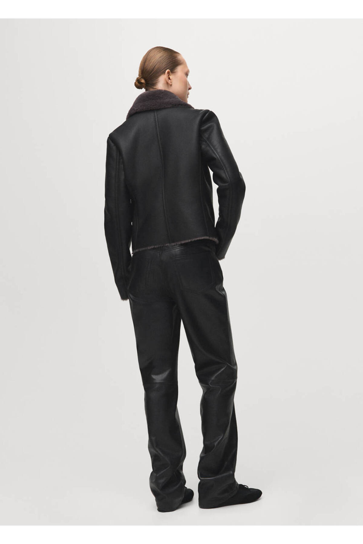 MANGO  Kürk detaylı biker ceket - Görsel 4
