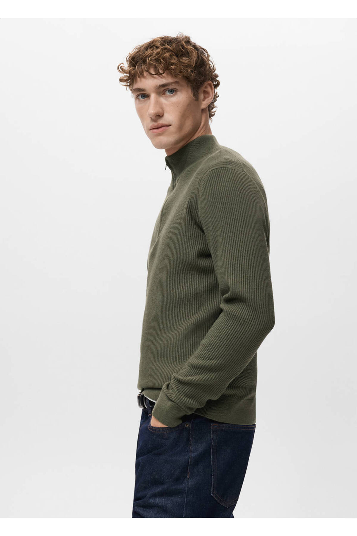 MANGO Man  Ribana fermuarlı yaka kazak - Görsel 7