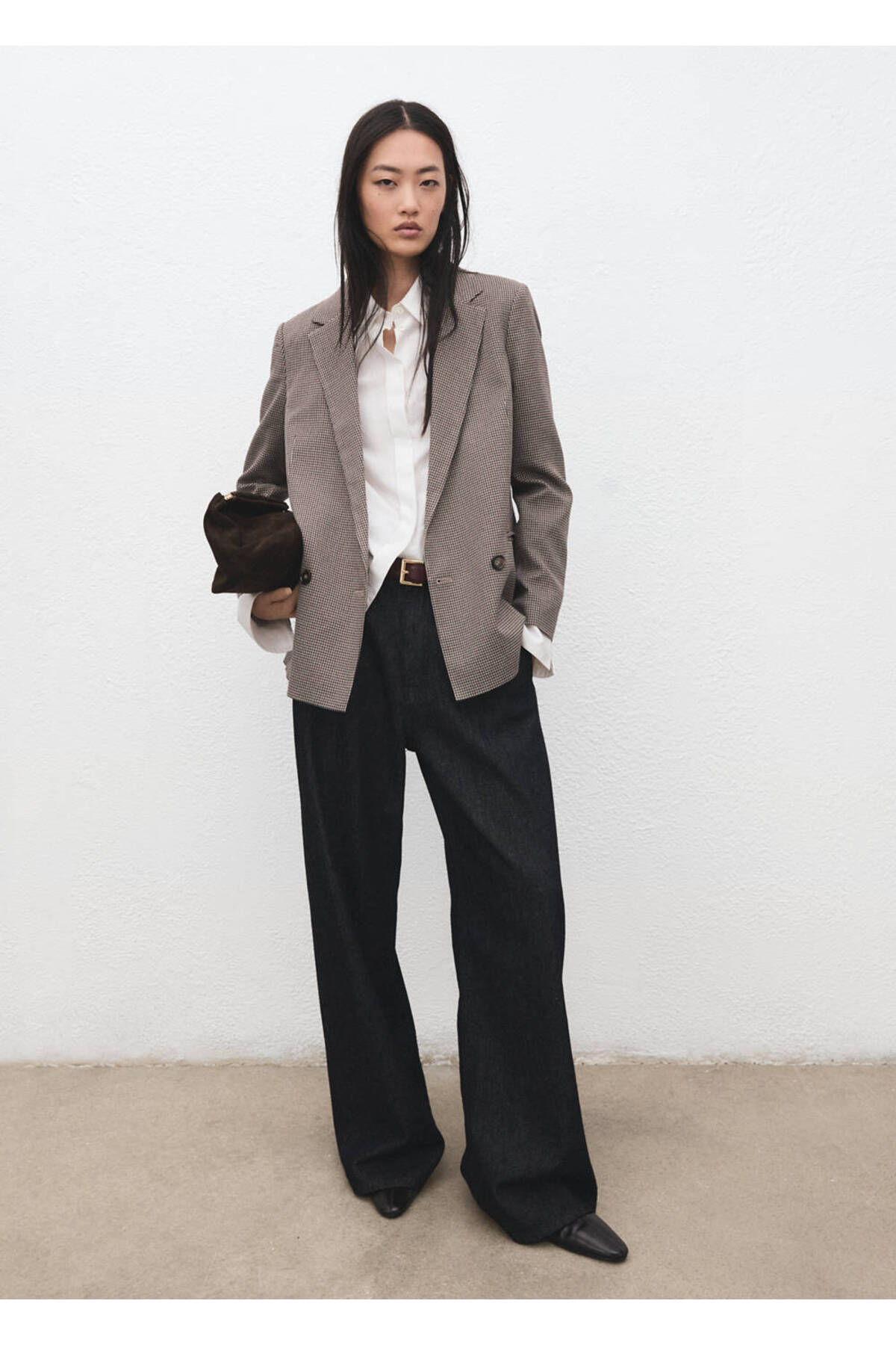 MANGO  Mikro kazayağı desenli çift düğmeli blazer ceket - Görsel 2