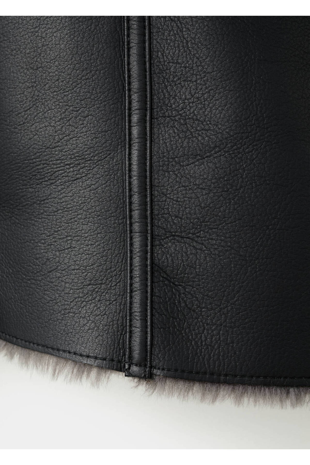 MANGO  Kürk detaylı biker ceket - Görsel 5