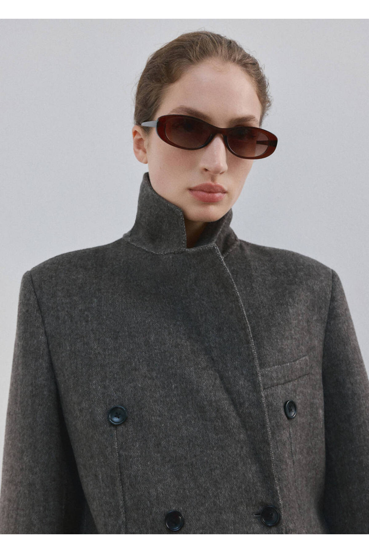 MANGO  Kruvaze yün palto - Görsel 6