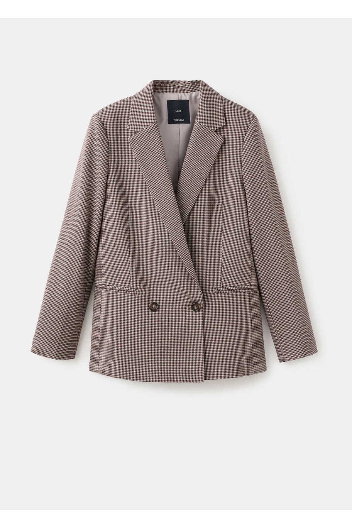 MANGO  Mikro kazayağı desenli çift düğmeli blazer ceket - Görsel 3