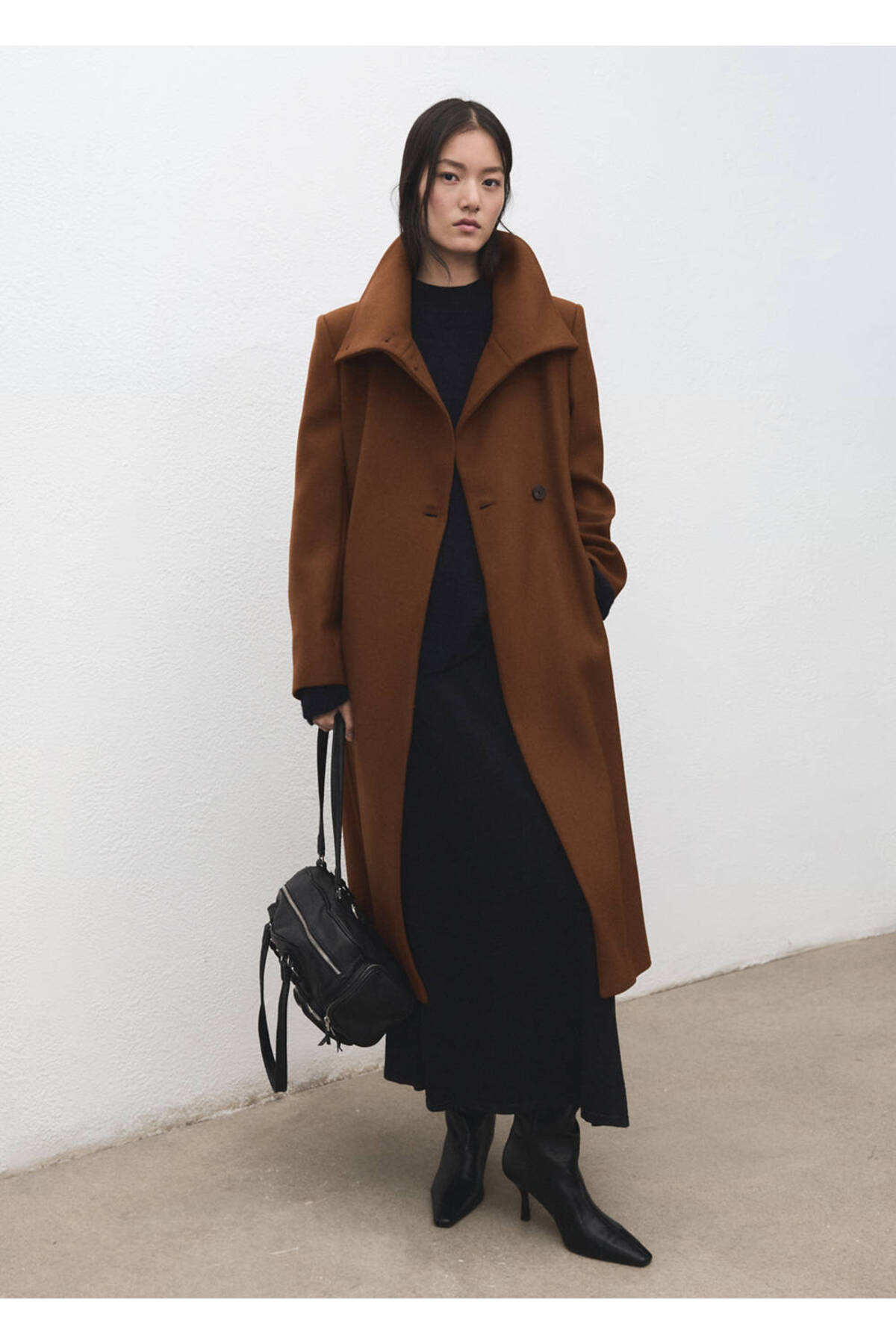 MANGO  Kemerli Manteco yünlü palto - Görsel 2