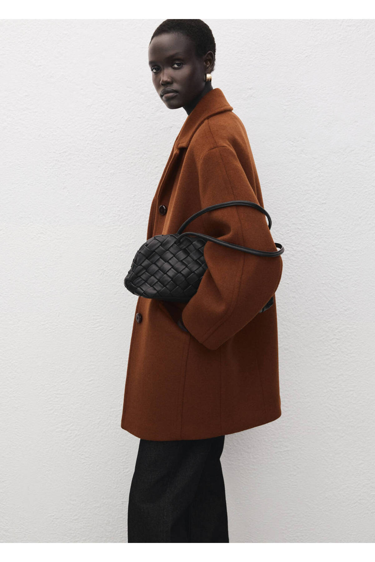 MANGO  Yün karışımlı düğmeli palto - Görsel 8