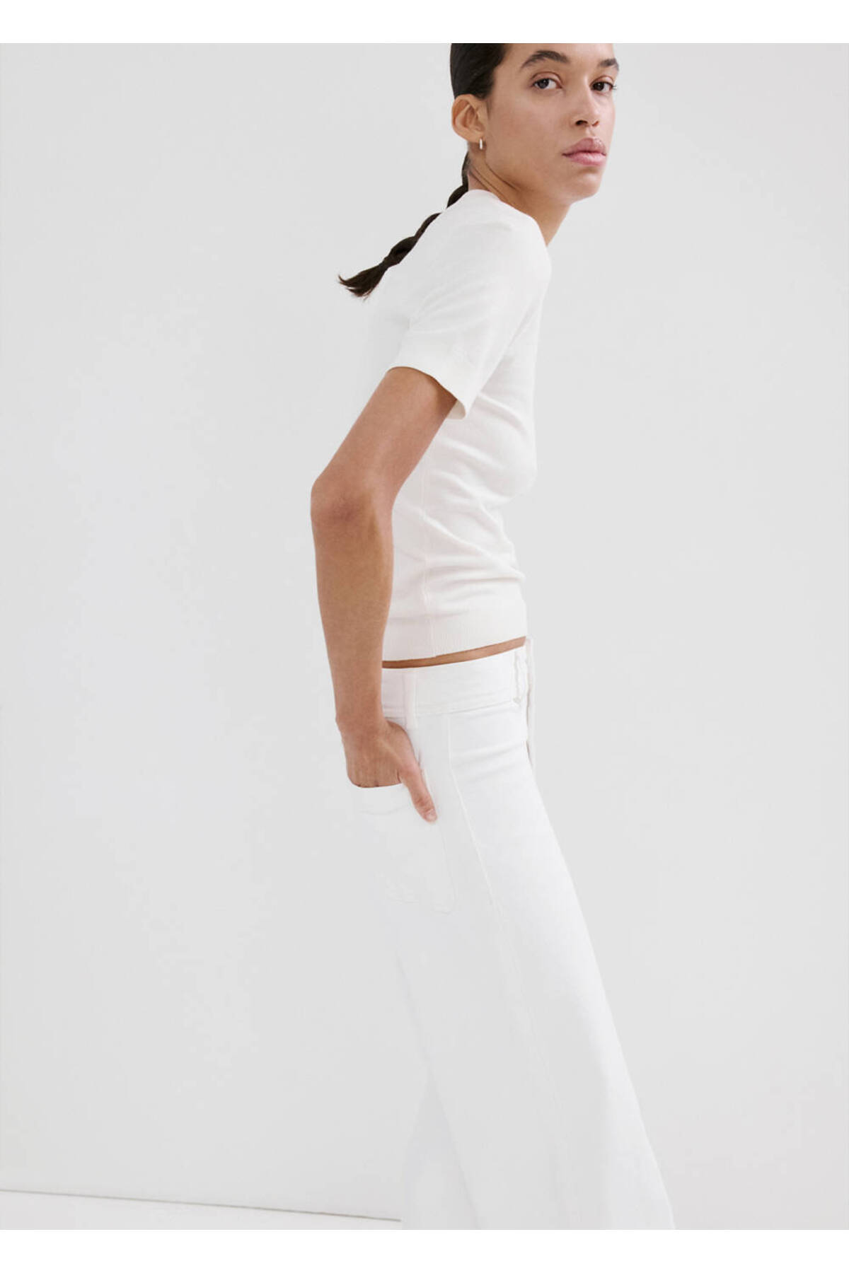 MANGO  Catherin yüksek belli culotte jean pantolon - Görsel 6