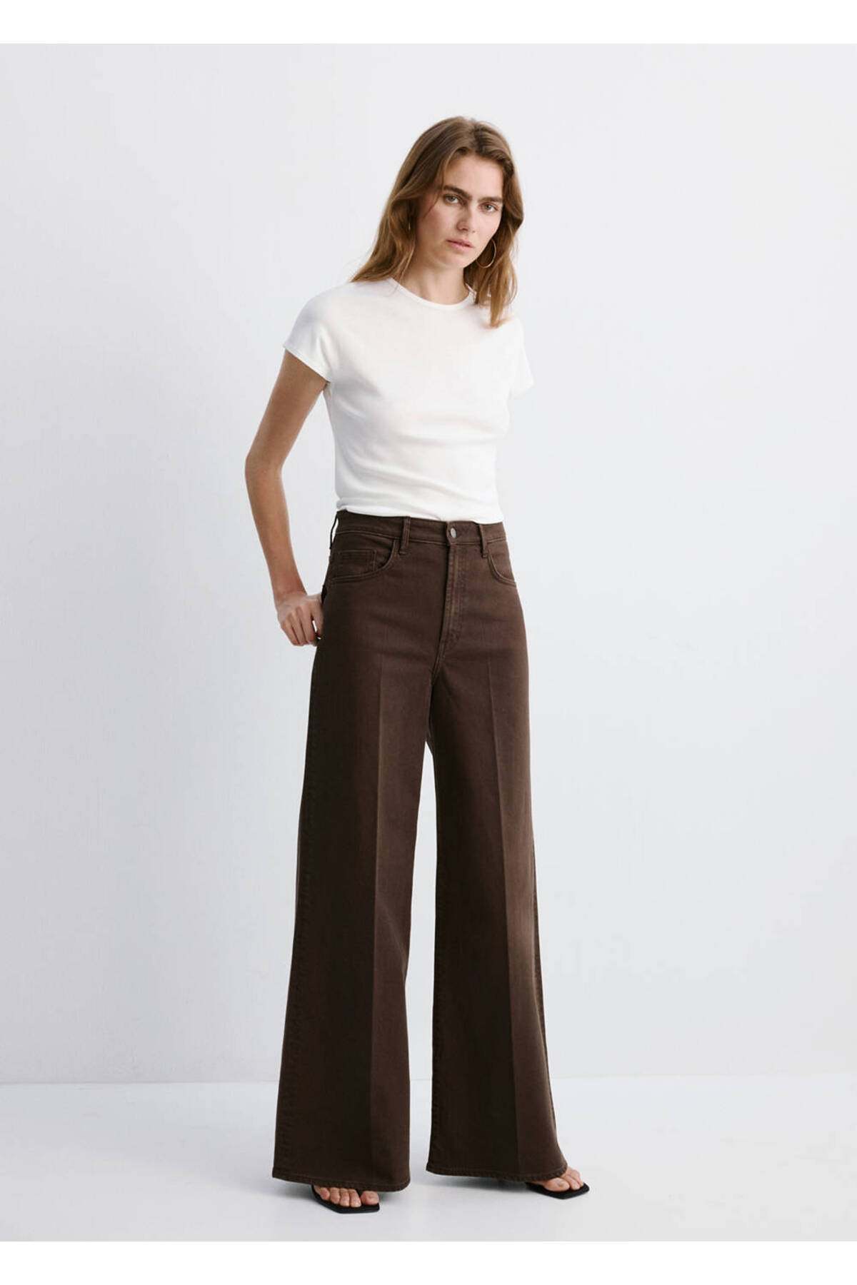 MANGO  Yüksek bel wide leg jean pantolon - Görsel 2