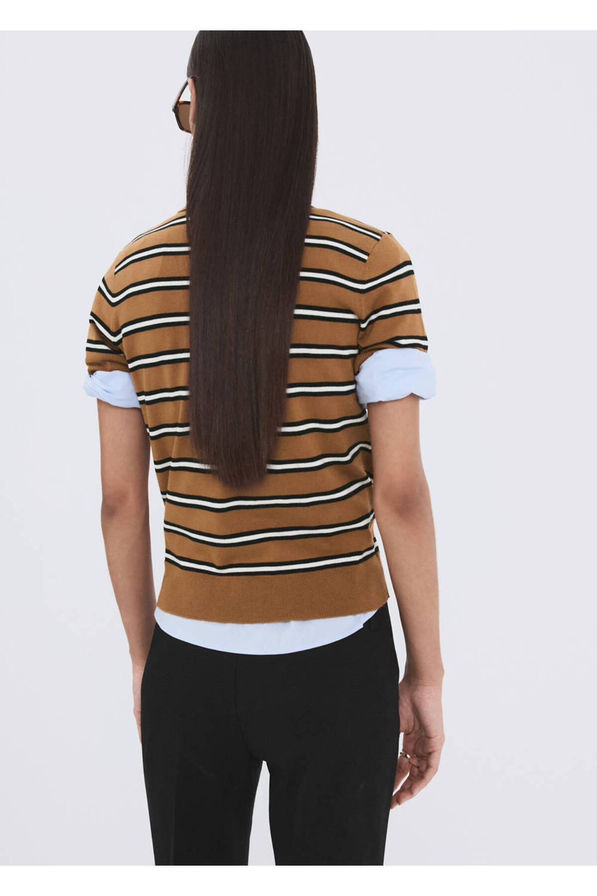 MANGO  Çizgili polo yaka kazak - Görsel 4