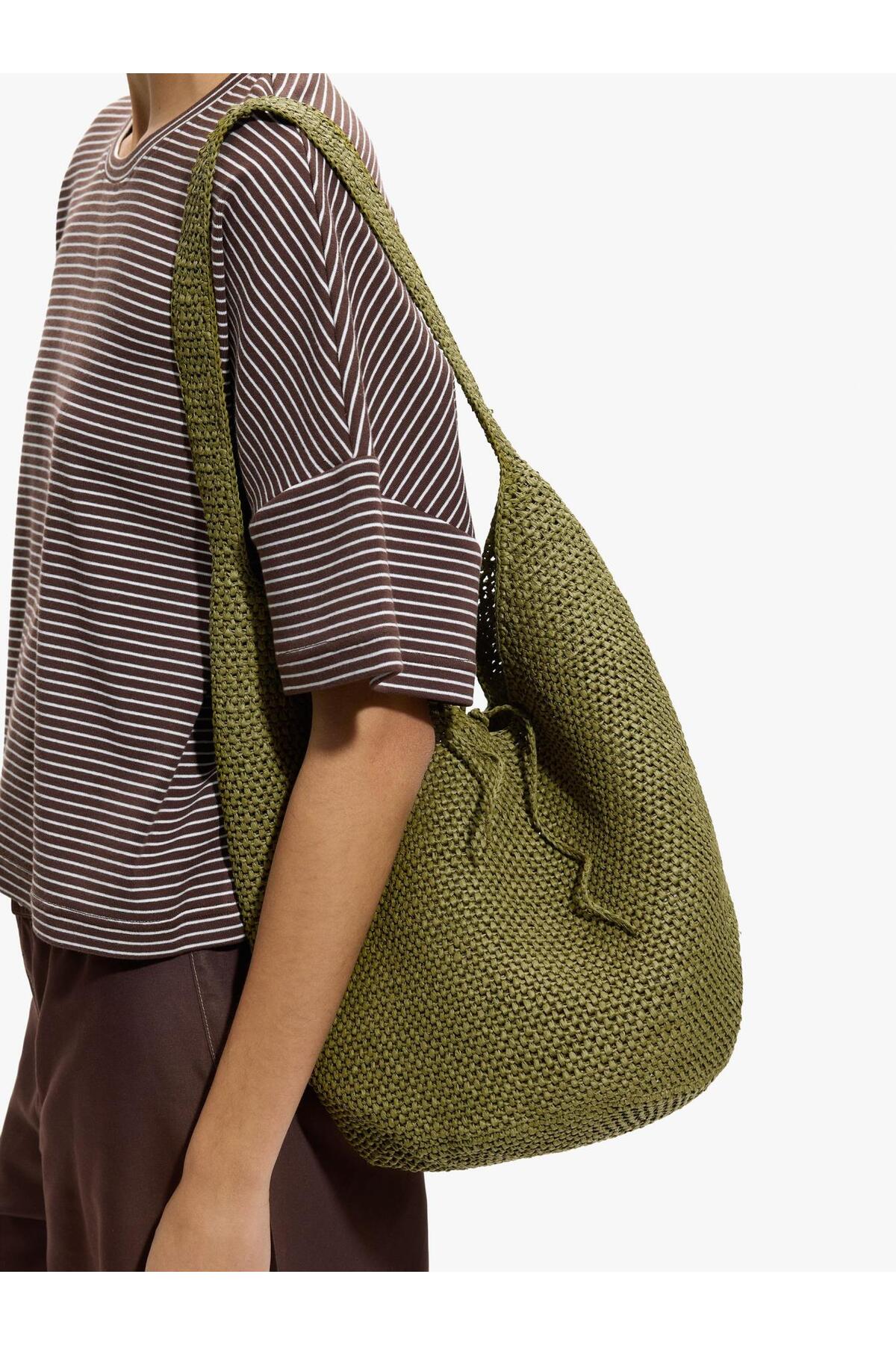 Women's Straw Effect Shoulder Bag