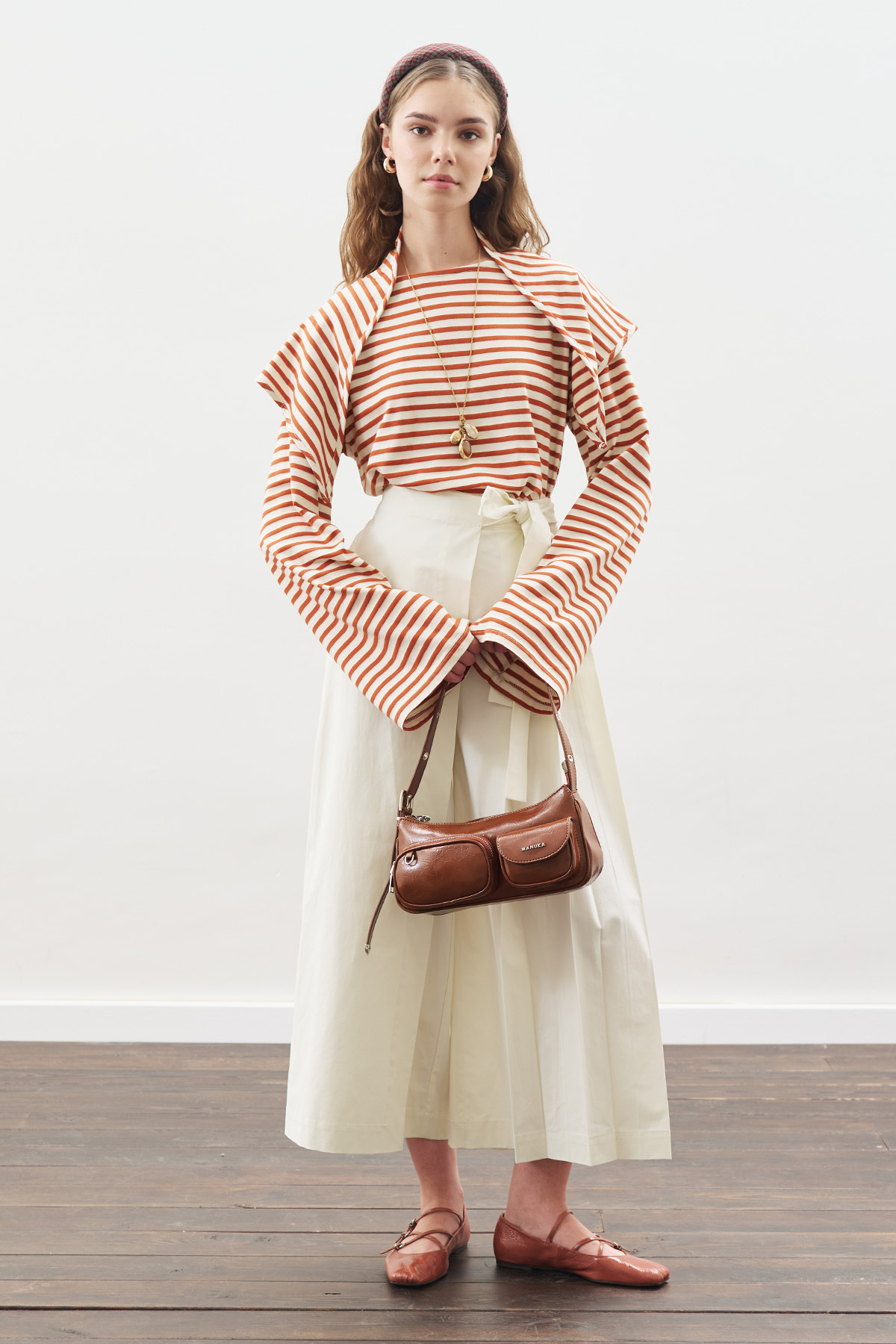 SHAWL DETAIL STRIPED TSHIRT TILE