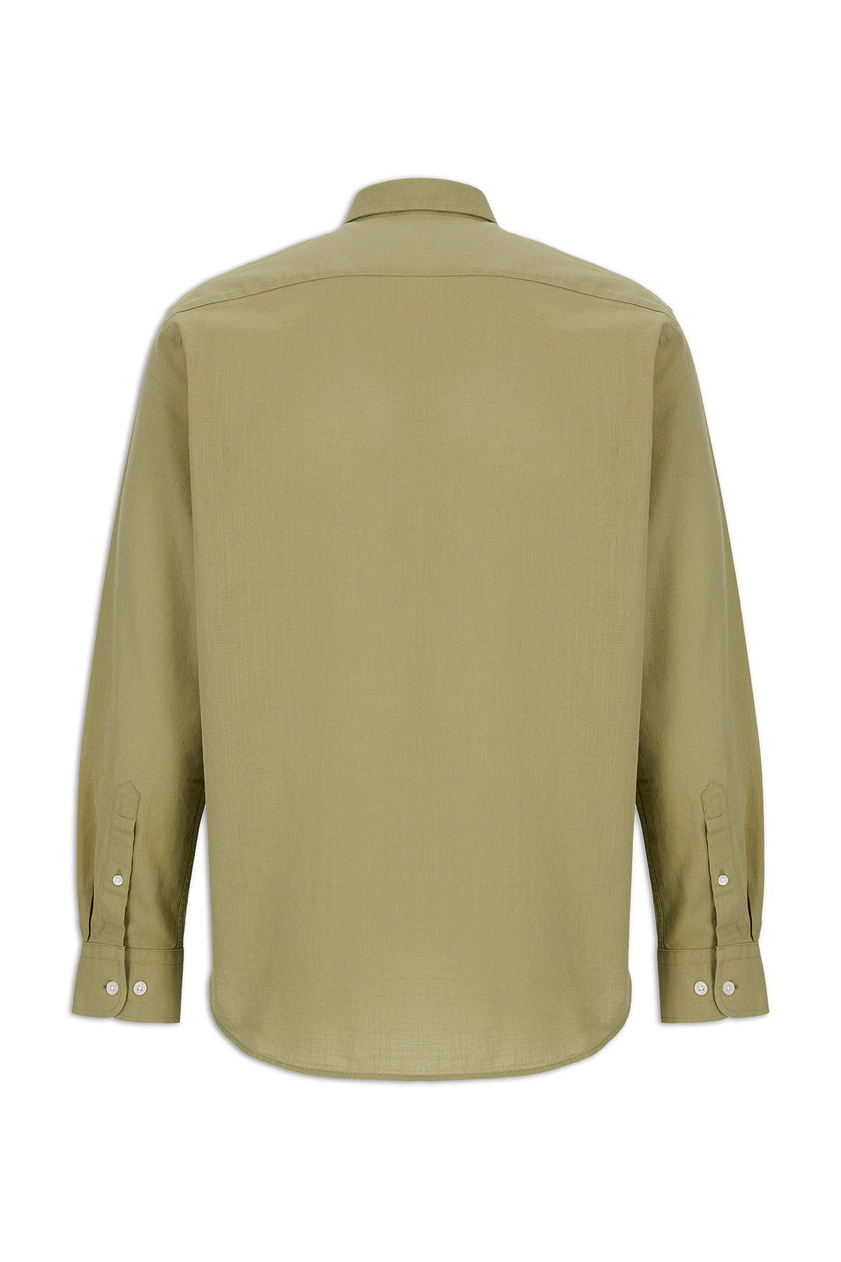 Kiğılı  Uzun Kol Regular Fit Düğmeli Yaka Spor Pamuk Nefes Alabilen Keten Görünümlü Gömlek - Görsel 7