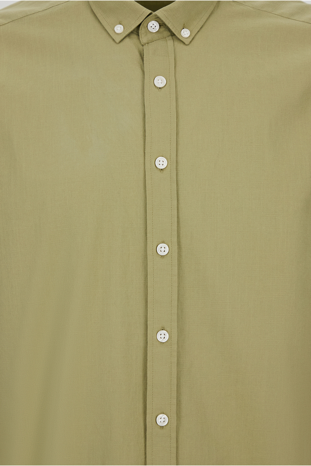 Kiğılı  Uzun Kol Regular Fit Düğmeli Yaka Spor Pamuk Nefes Alabilen Keten Görünümlü Gömlek - Görsel 5