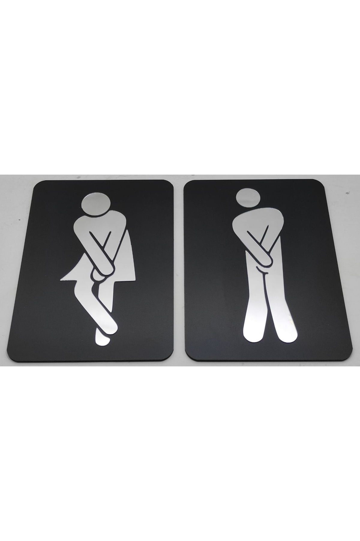 2 PIECES WC Toilet Sign, Humorous, Funny Mr. And , Plexi Mirror Set (2 Pieces ), 18X12 Cm