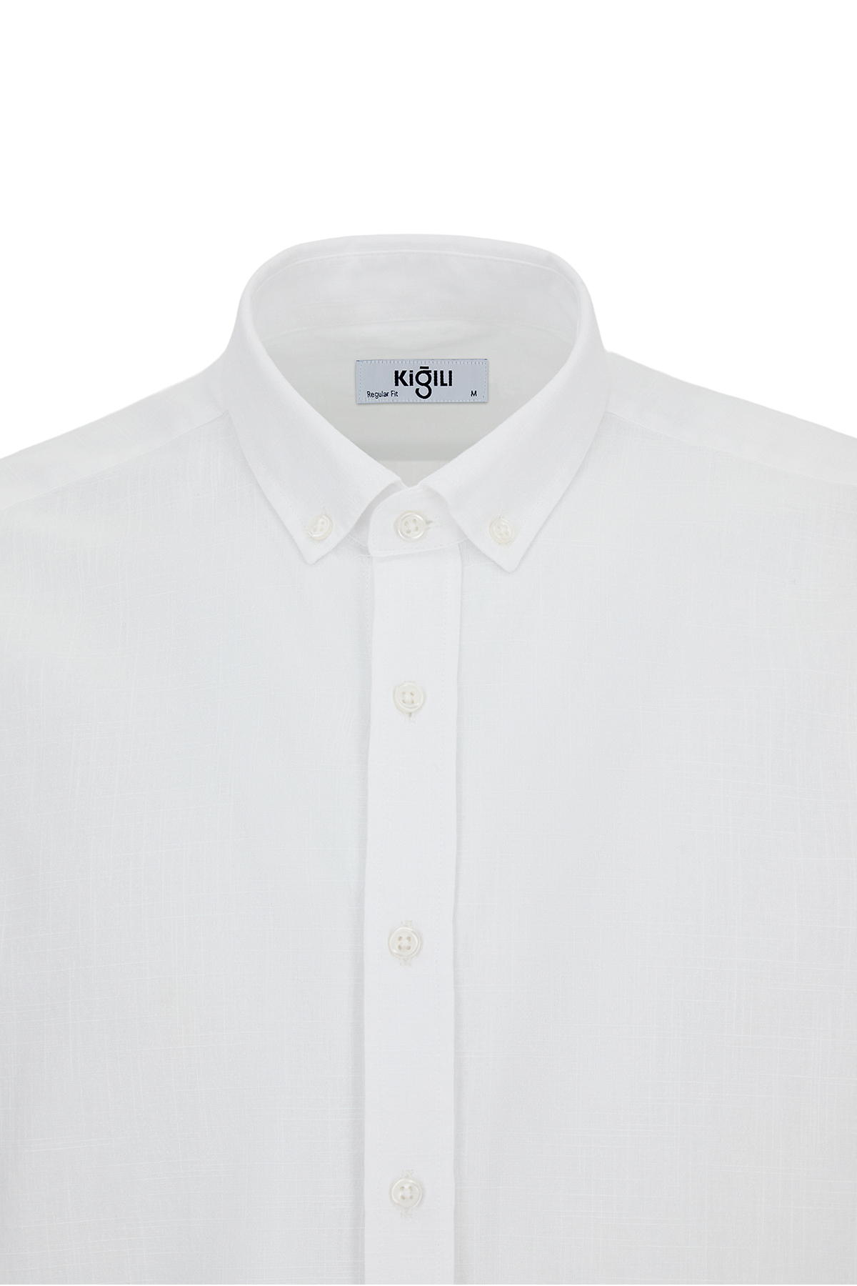 Kiğılı  Uzun Kol Regular Fit Düğmeli Yaka Spor Pamuk Nefes Alabilen Keten Görünümlü Gömlek - Görsel 6