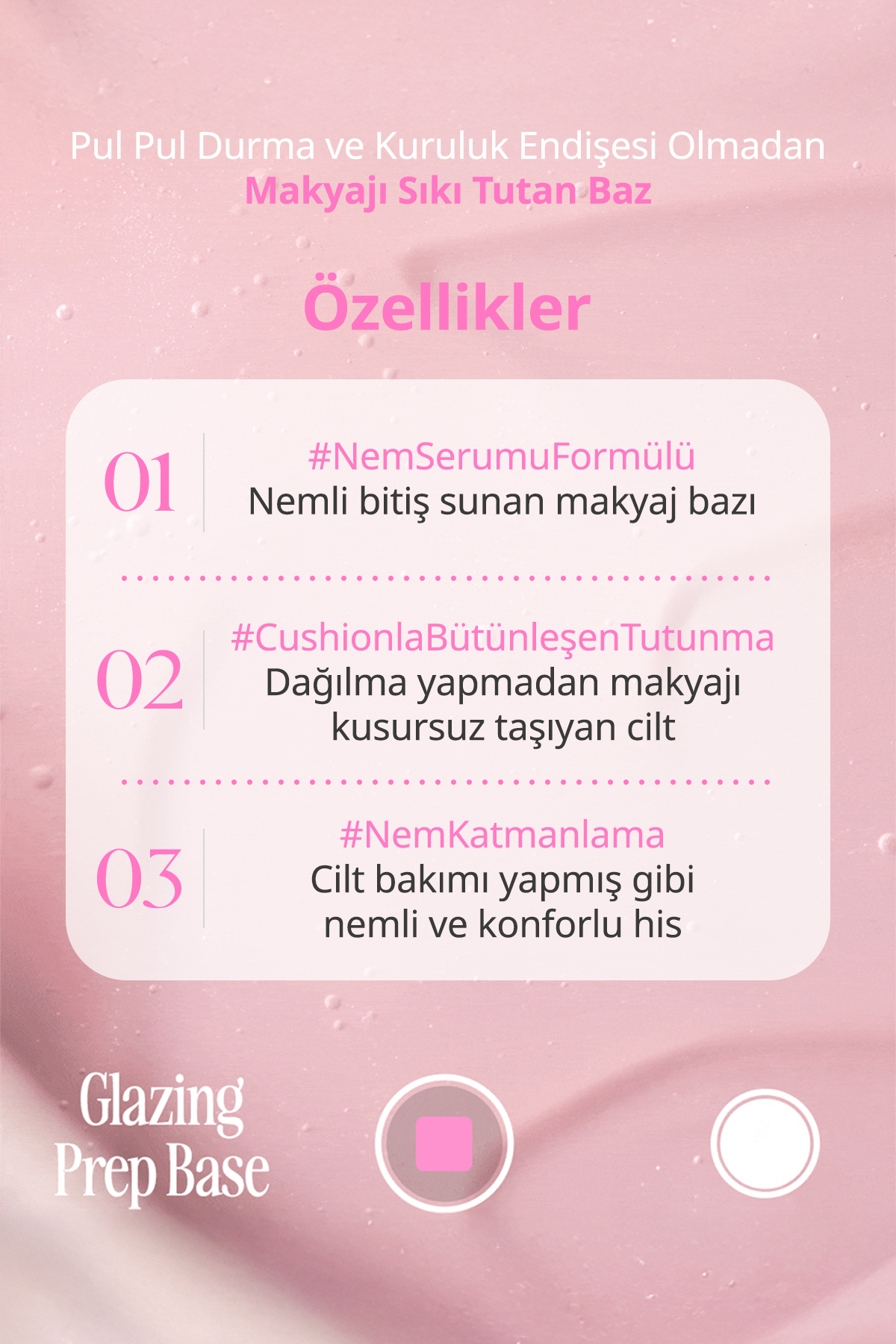Skualane, Peptit İçeren Nem Serumu Dokulu Pürüzsüzleştirici Makyaj Bazı Glazing Prep Base — صورتی 9061 — تصویر 5 از 9