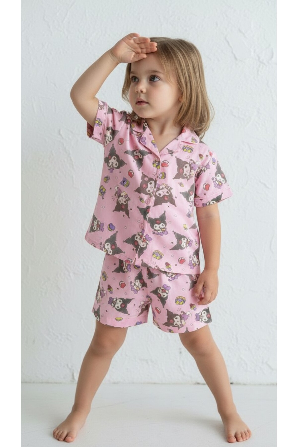 DFN Kids 4,5,6,7,8,9,10 Yaş Kız Çocuk Yazlık Pijama Alt-Üst 3 Takım fotoğrafı 4 (önizleme)