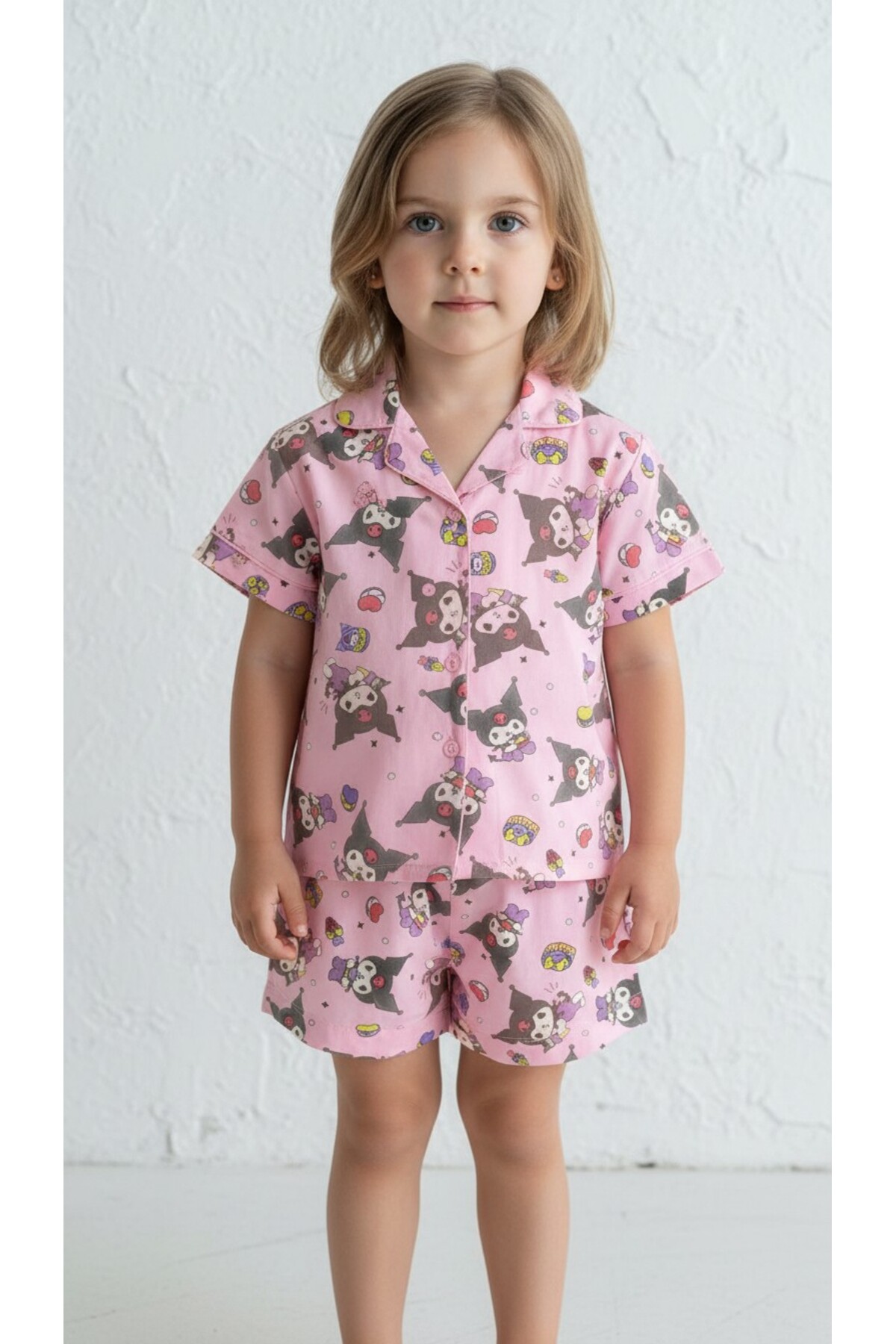 DFN Kids 4,5,6,7,8,9,10 Yaş Kız Çocuk Yazlık Pijama Alt-Üst 3 Takım fotoğrafı 3 (önizleme)