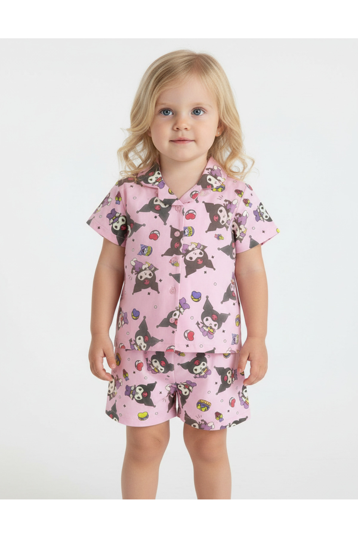 DFN Kids 4,5,6,7,8,9,10 Yaş Kız Çocuk Yazlık Pijama Alt-Üst 3 Takım fotoğrafı 2 (önizleme)