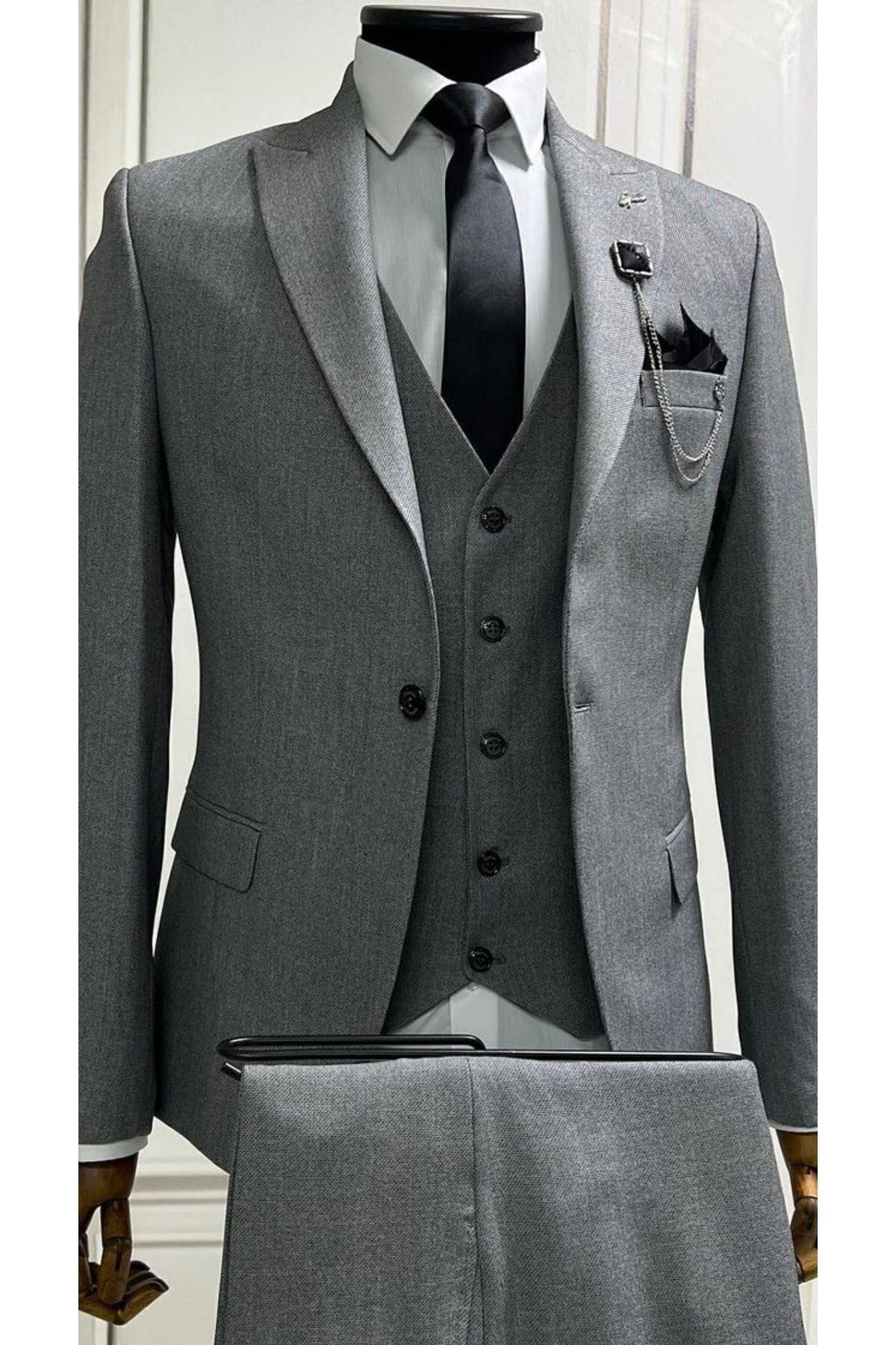 terzi ayhan Yelekli Slim Fit Takım Elbise –SlimFit 1 beden büyük tercih ediniz. görsel 2
