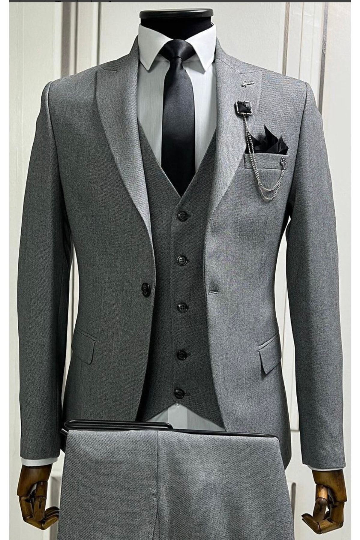 terzi ayhan Yelekli Slim Fit Takım Elbise –SlimFit 1 beden büyük tercih ediniz. görsel 3