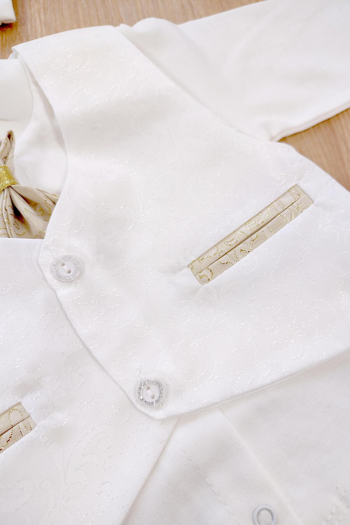 Sitilin Erkek Bebek Yelekli Kravatlı Mevlit Takımı Lüks Özel Gün ve Mevlütlük Süslü Set 0 - 3 AY STL6625 fotoğrafı 7 (önizleme)