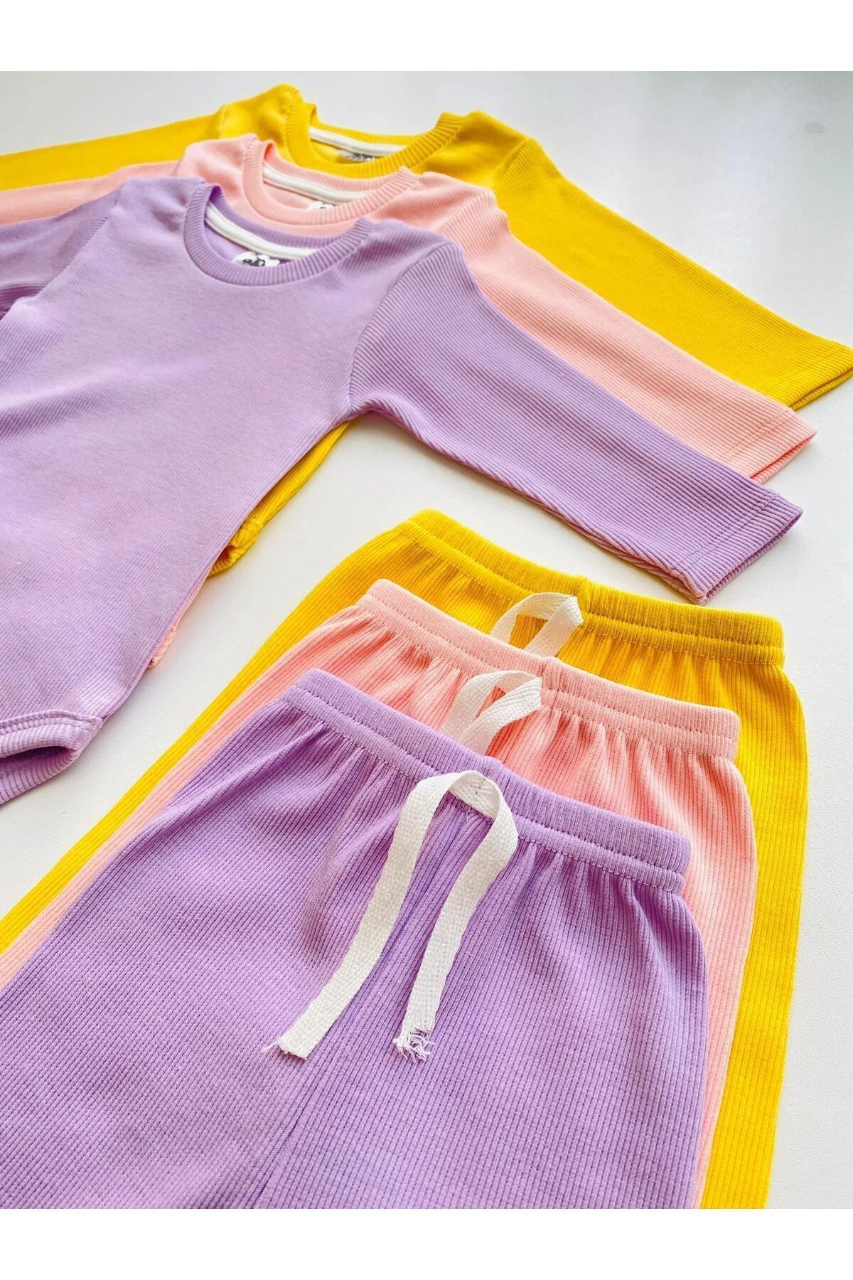 EFU BABY 3'lü %100 Pamuklu Uzun Kol Bebek Body Pantolon Takım fotoğrafı 3 (önizleme)