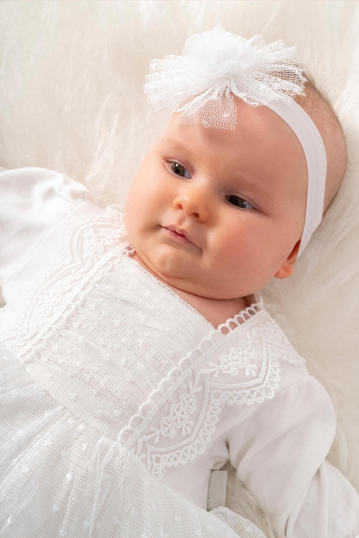 Sitilin Kız Bebek Mevlüt Elbisesi Gelinlik Fransız Dantelli Mevlit Takımı Bebek Mevlütlük Seti STL6565 fotoğrafı 2 (önizleme)