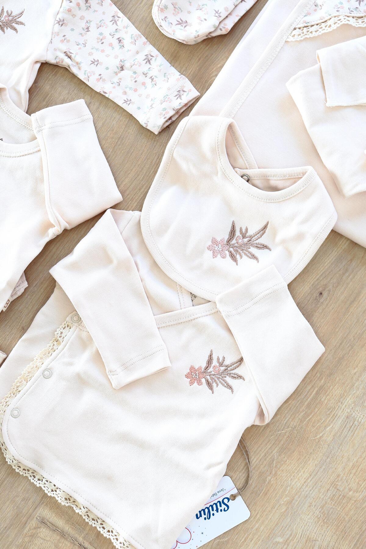 Sitilin Kız Bebebek  Yenidoğan Nakışlı Kanabiçeli Süslü 10 Lu Hastane Çıkışı STL6574 fotoğrafı 4 (önizleme)