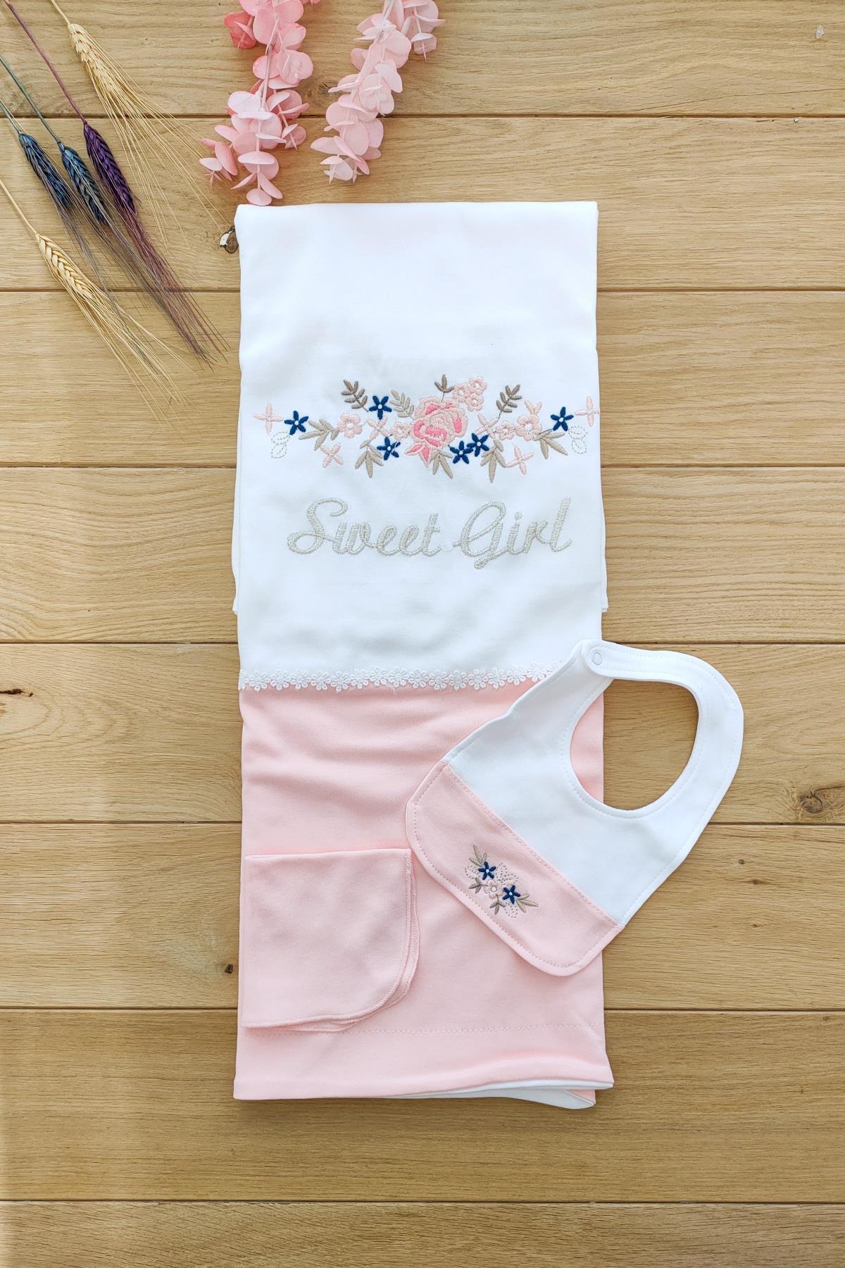 Sitilin Kız Bebek Natural Somon Lüx % 100 Natural Pamuk Hastane Çıkışı Yenidoğan Hediye Seti Kutulu fotoğrafı 7 (önizleme)