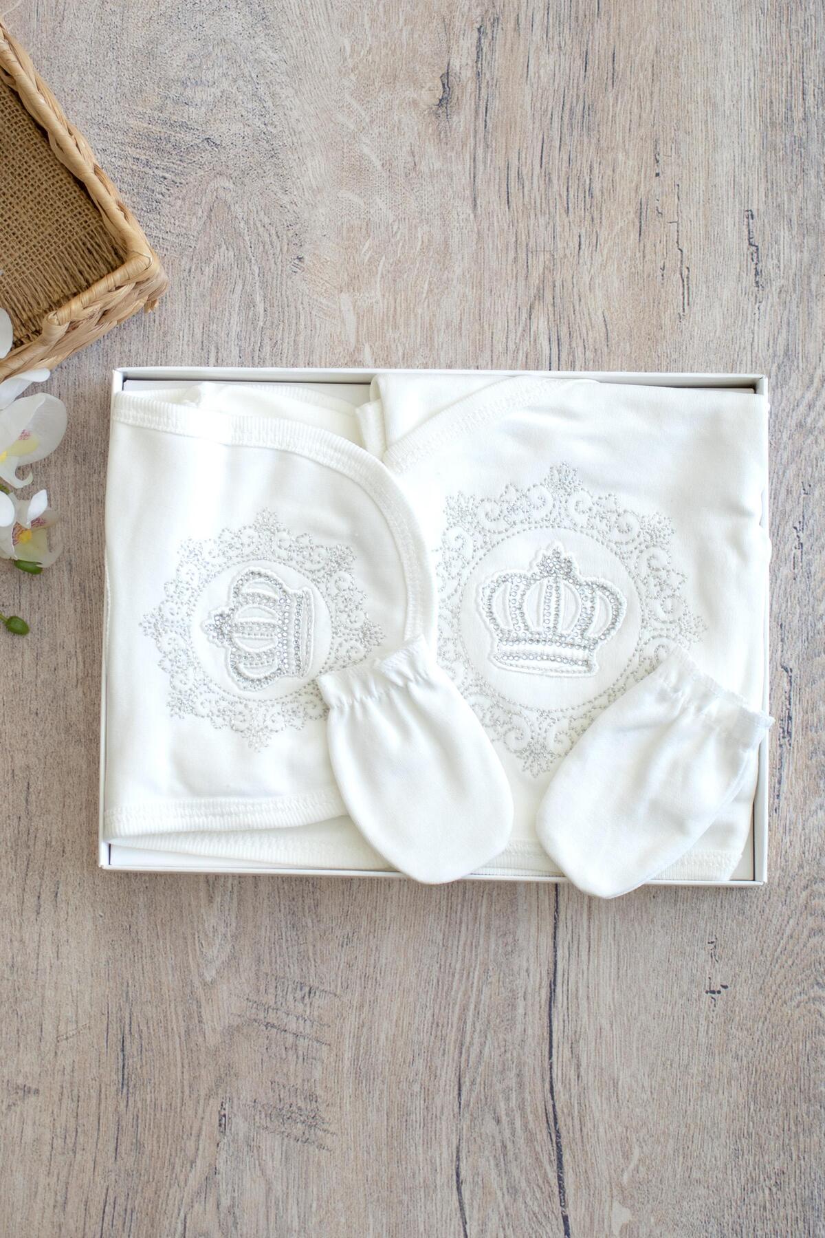 Sitilin Kız Erkek Bebek Taşlı Süslü 5 Li Hastane Çıkışı Yenidoğan Set STL6260 fotoğrafı 3 (önizleme)