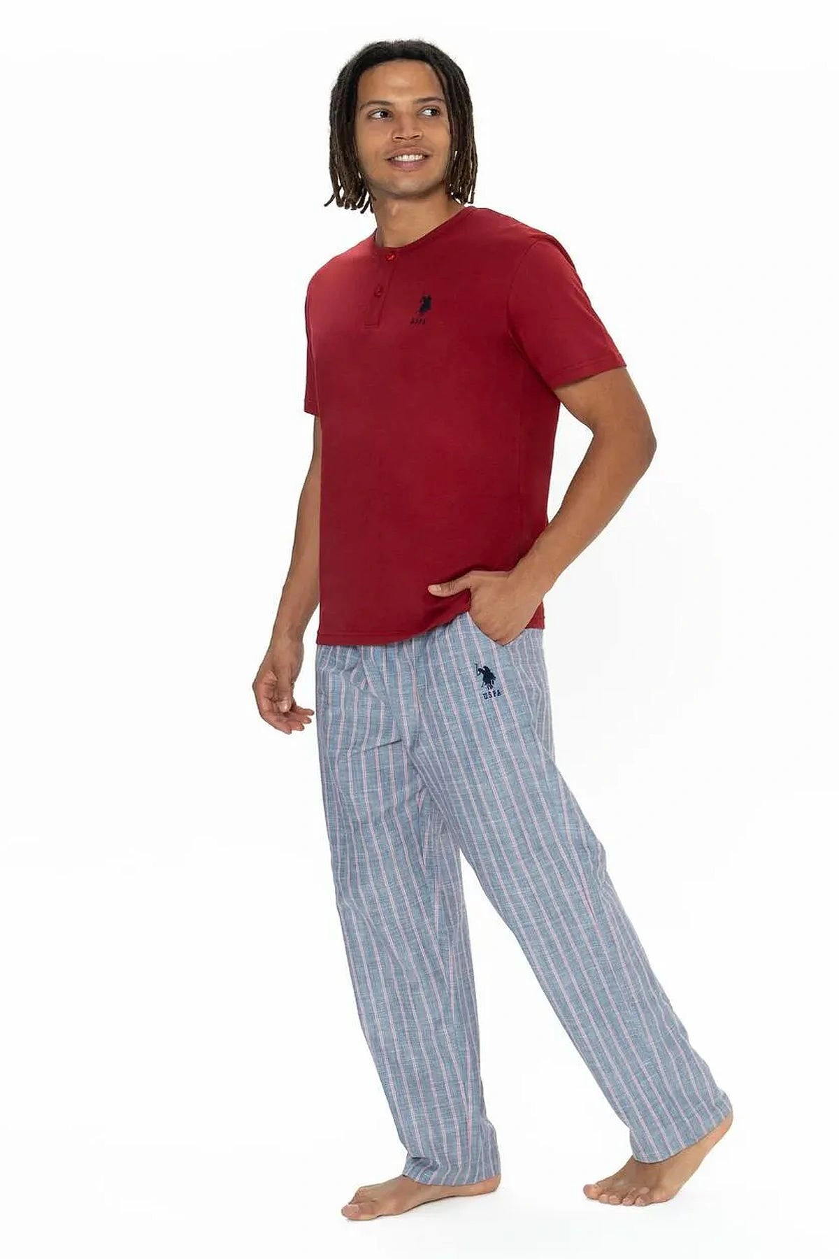 ست پیژامه و لباس خواب مردانه یقه گرد | یو اس پولو U.S. Polo Assn. USP18915 TR - تصویر 2
