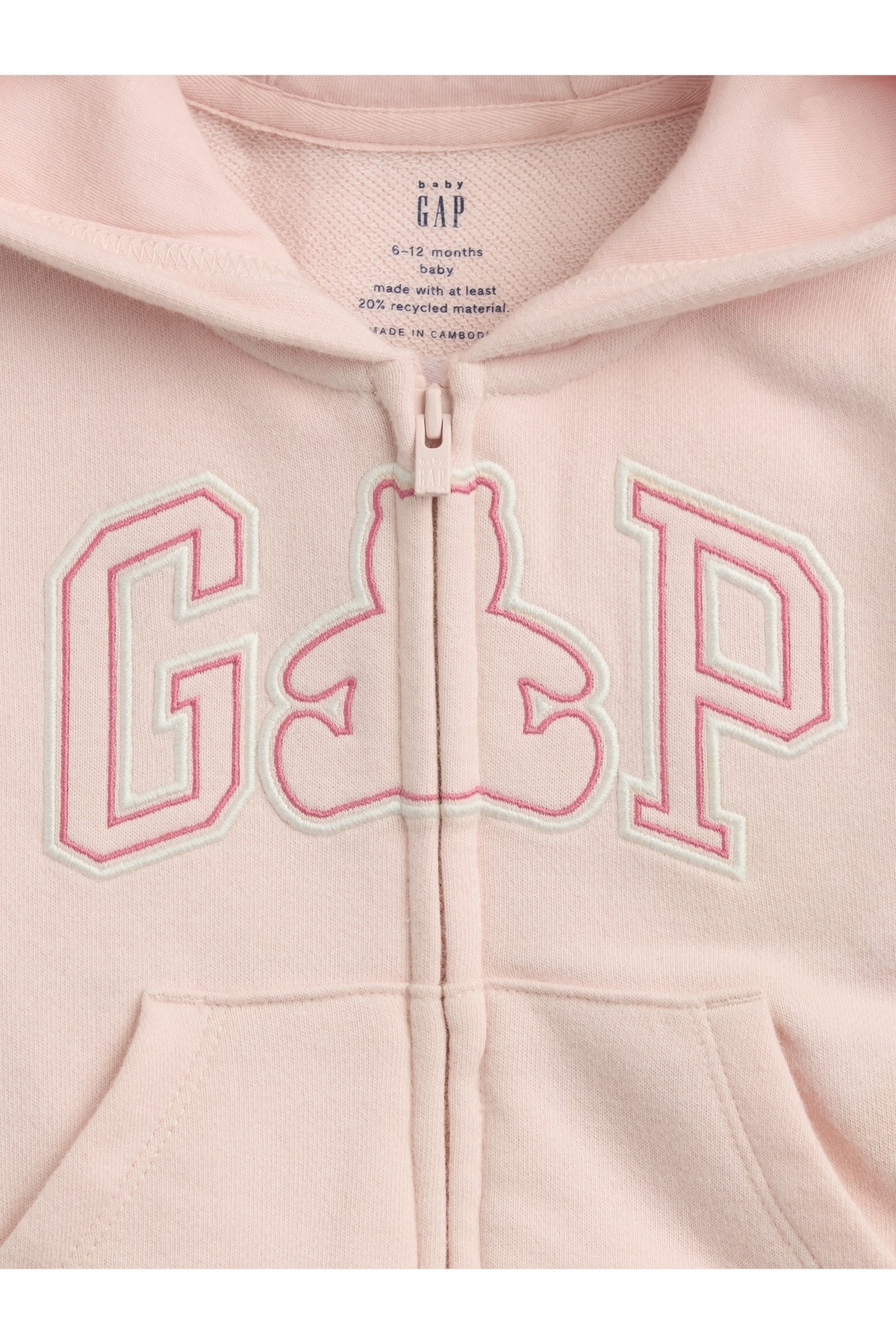 GAP Bebek Pembe VintageSoft Terry Logo Fermuarlı Sweatshirt fotoğrafı 2 (önizleme)