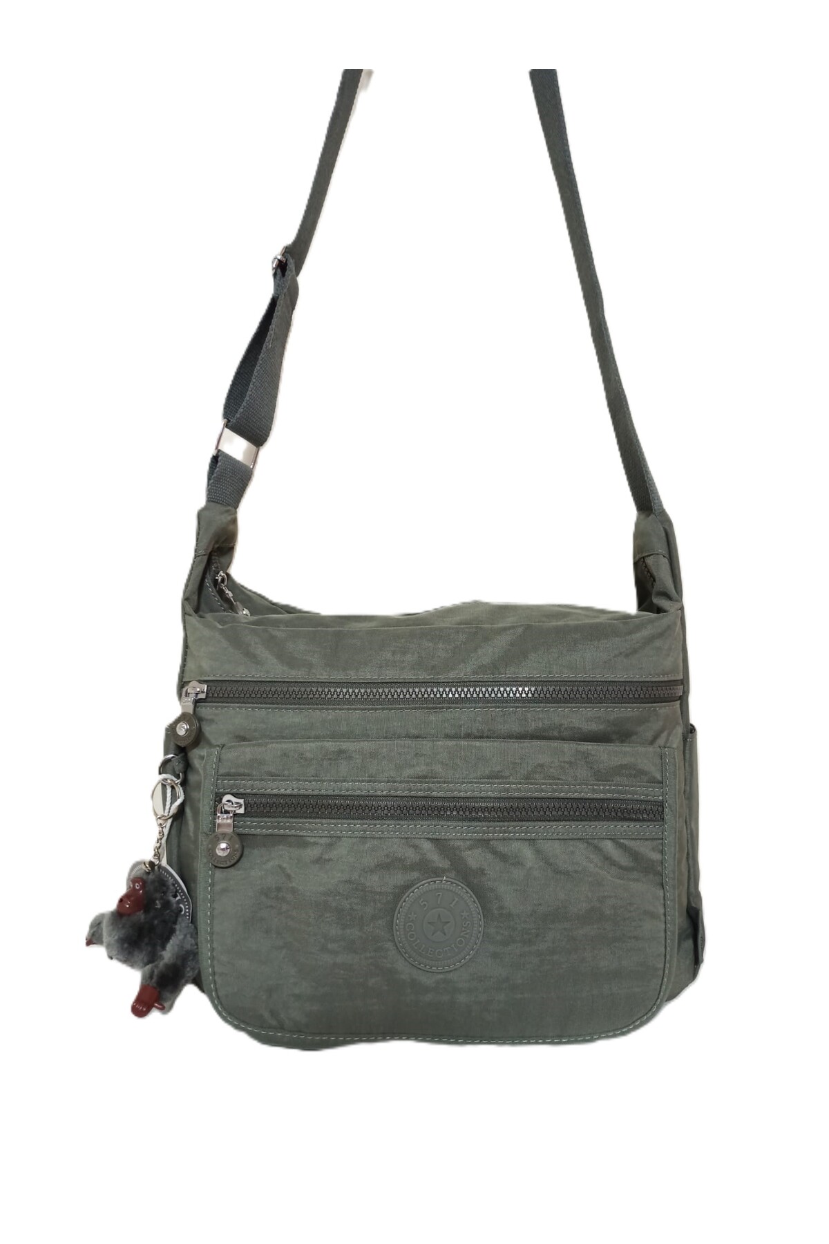 Custom Water Repellent Fabric Grey Multi-Pocket Crossbody Oversized Shoulder Messenger Casual & School Bag