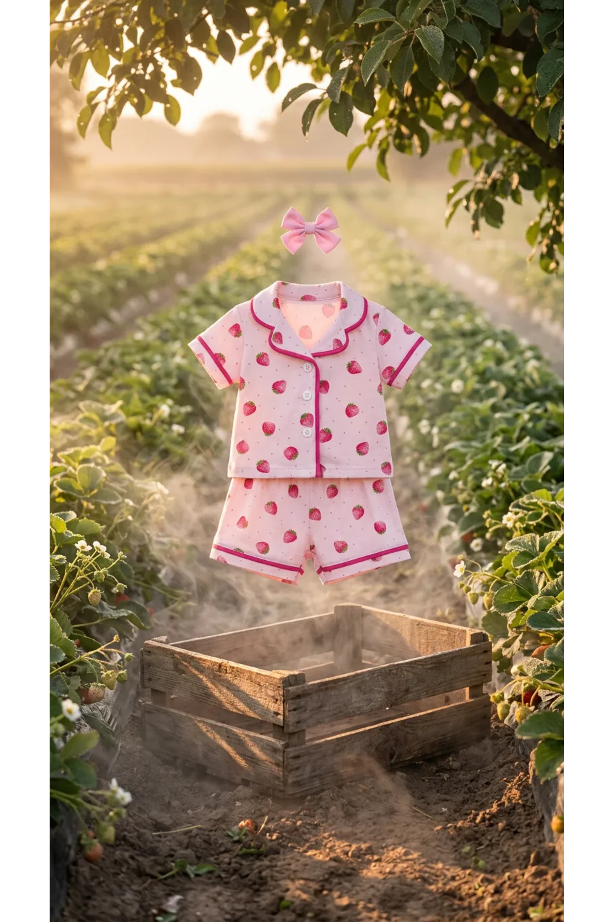 ULTİMA BABY Kız Bebek Çilek Desenli Pijama Takımı -Pembe fotoğrafı 7 (önizleme)