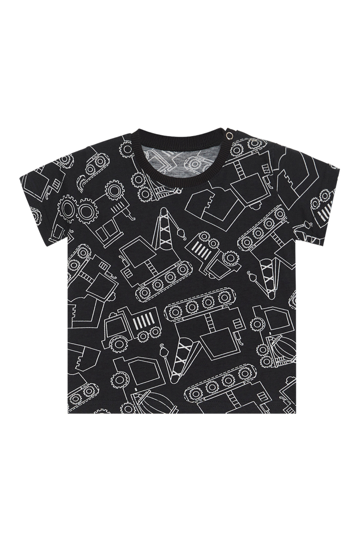 Denokids Araba Erkek Bebek Siyah Yazlık T-Shirt Kapri Şort Takım fotoğrafı 5 (önizleme)