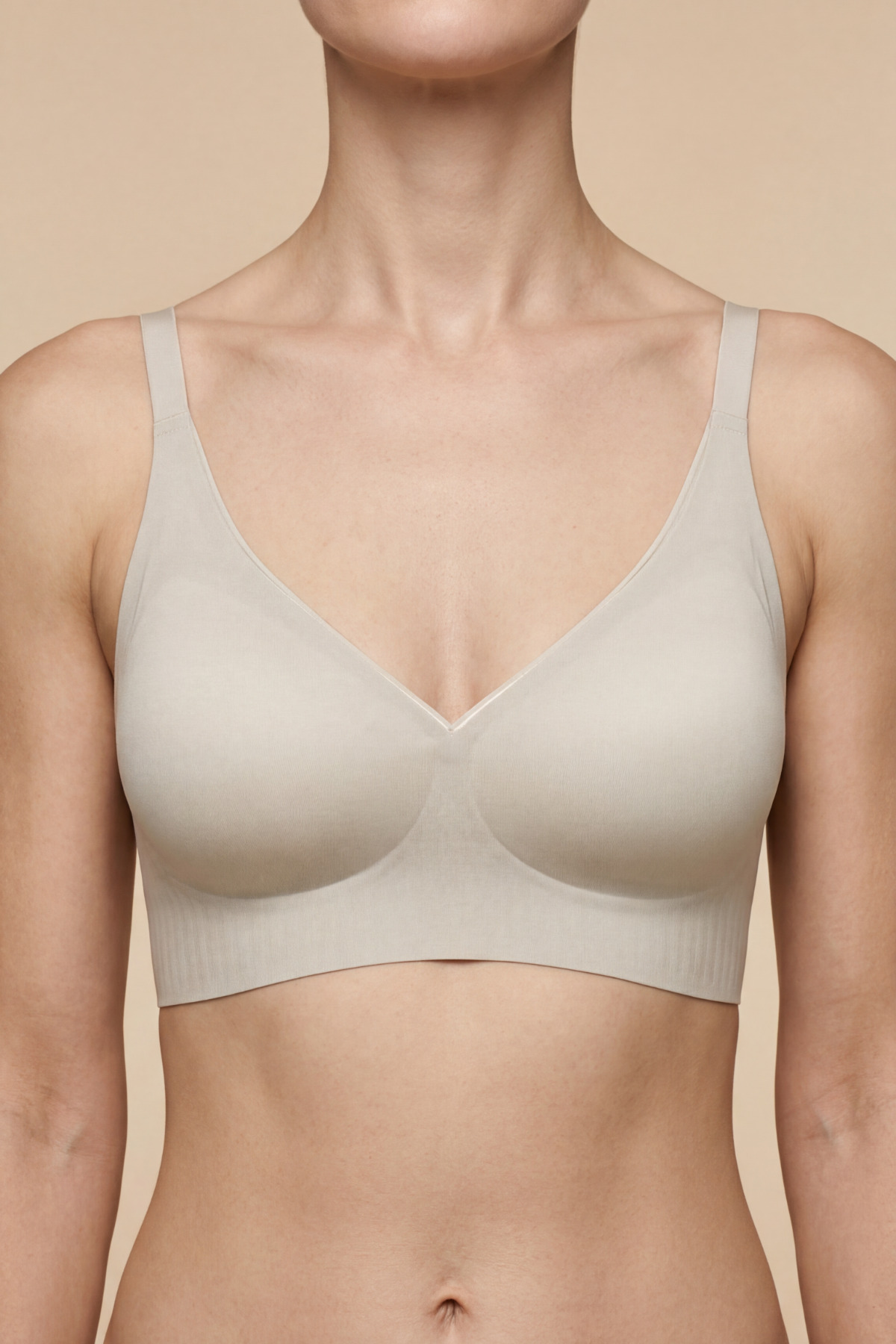 Seamless Laser Cut Padded Bra Without Balloon CC417 Stone
