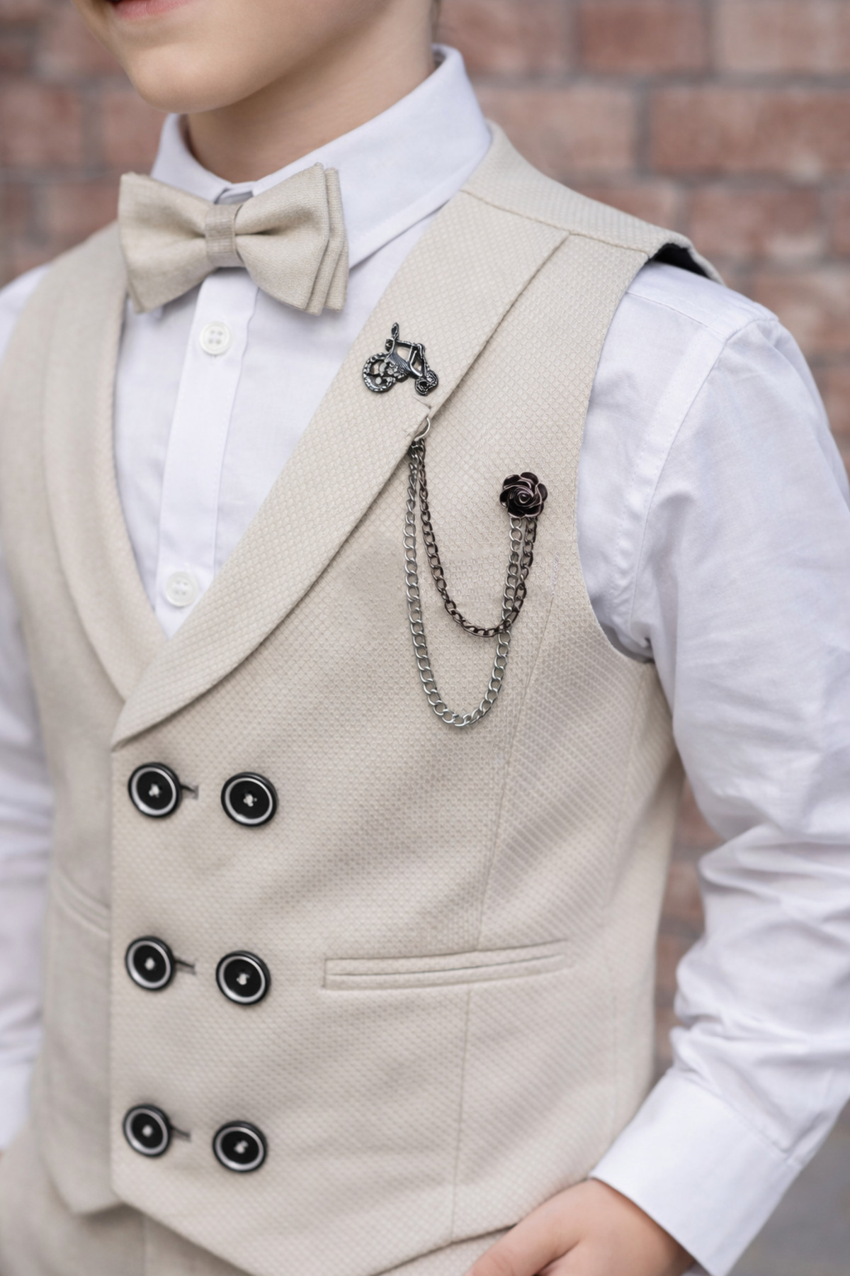 HAYTA Çocuk Yelek Takım Gömlekli Set 0-1yaş - 14yaş Silver Krem fotoğrafı 7 (önizleme)