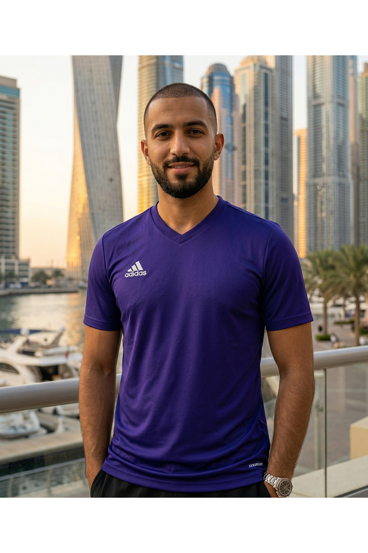 1_org_zoom تیشرت adidas آدیداس رنگارنگ یقه هفت پارچه ای با بافت نرم اورجینال - تصویر 1