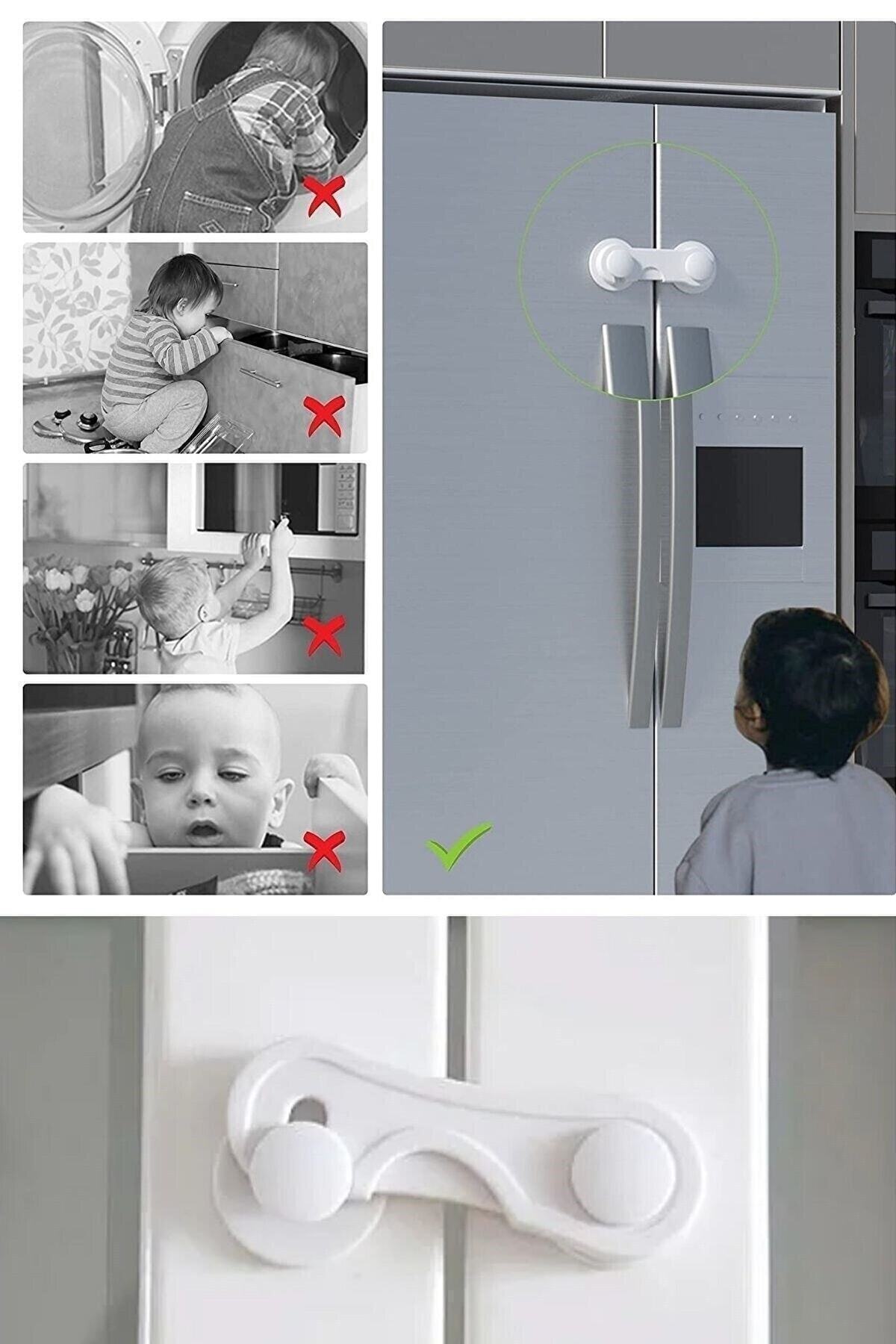 Miningaa 2 Adet Montajsiz Çift Kapaklı Dolap Kilidi Bebek Koruyucu Ve Kilit Bebek Güvenlik Kiti fotoğrafı 2 (önizleme)