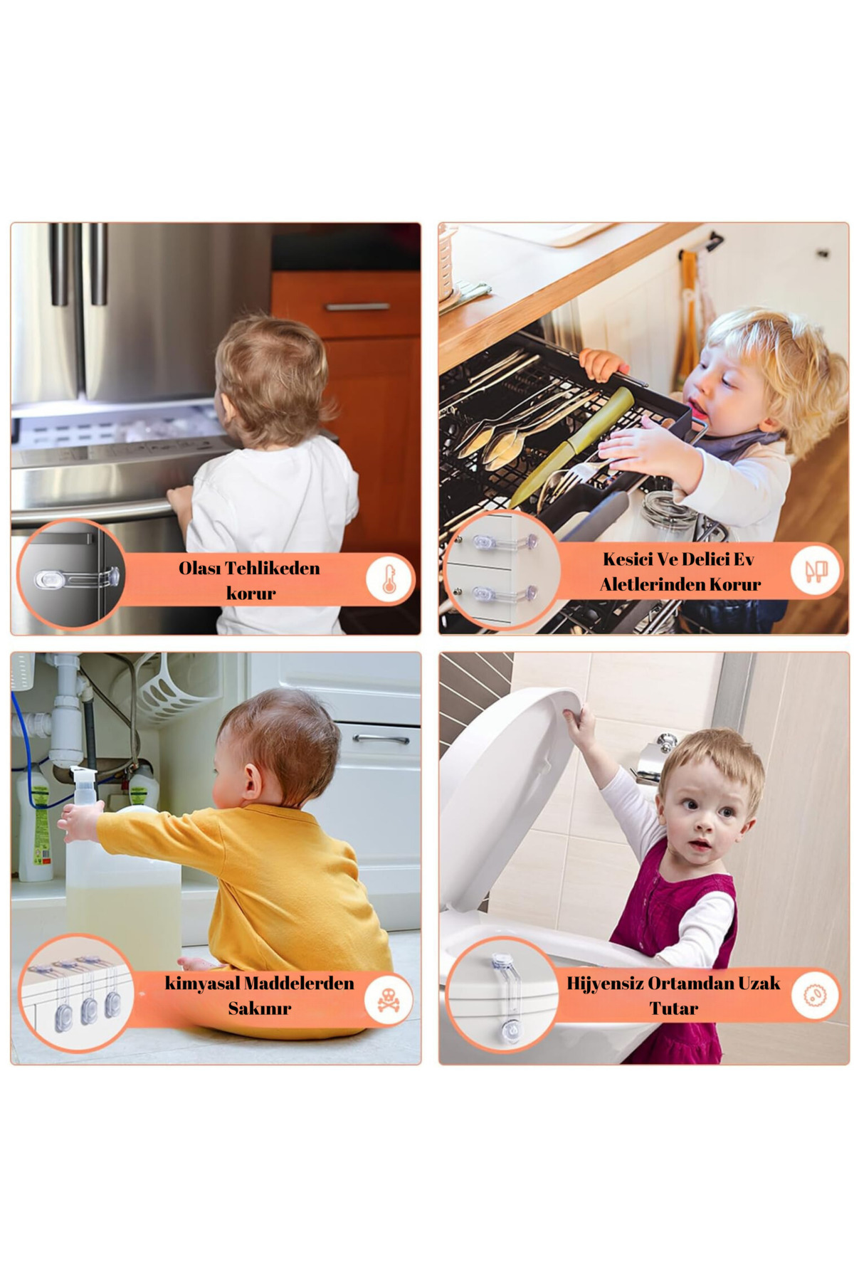 Miningaa 2 Adet Iz Bırakmaz Bebek Güvenlik Dolap , Çekmece Kilit Bebek Emniyet Kilidi Çok Amaçlı Kilit Bebek fotoğrafı 6 (önizleme)