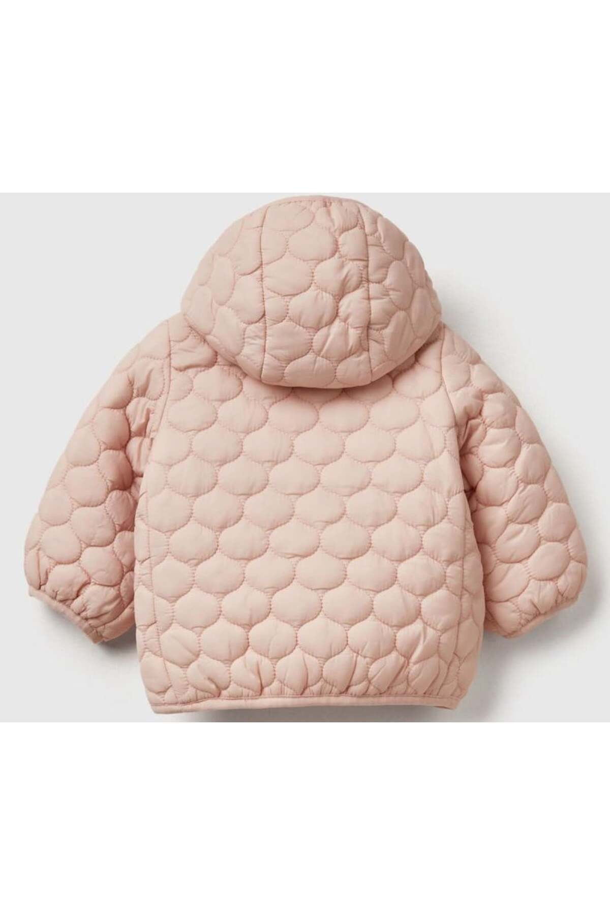 United Colors of Benetton Bebek Toz Pembe Tavşan İşlemeli Kapitone Çıtçıtlı Kapüşonlu Ceket fotoğrafı 2 (önizleme)