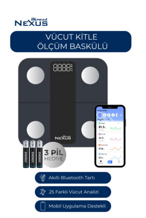 Direct NEXUS Vücut Kitle Indeksi Ölçüm Baskülü Dijital Lcd Ekranlı Akıllı Tel...