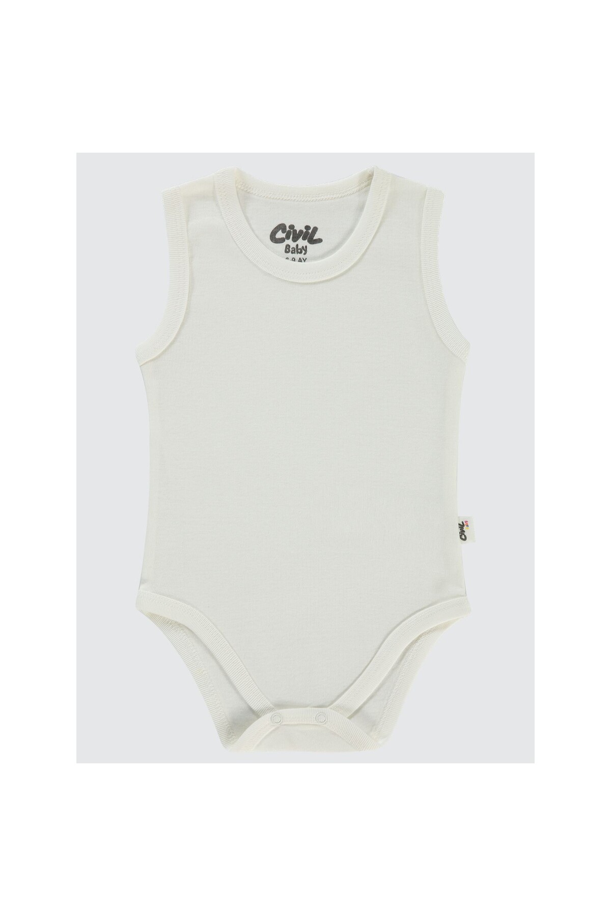 Civil Baby 5 li Düz Basic Sıfır Kol 3-9 Ay Çıtçıtlı Badi - Beyaz 6-9 Ay fotoğrafı 6 (önizleme)
