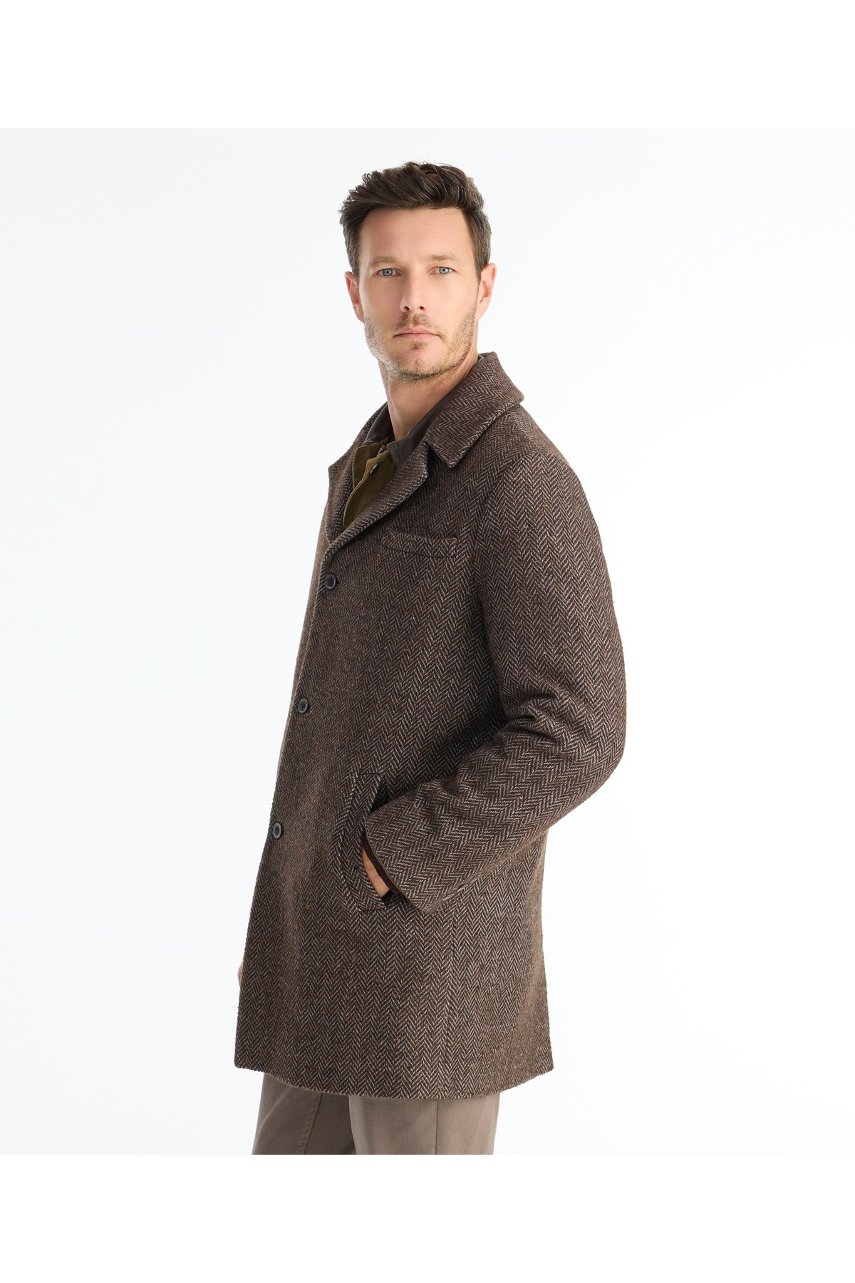 Yargıcı  Regular Ceket Yaka Uzun Kol Palto - Görsel 3