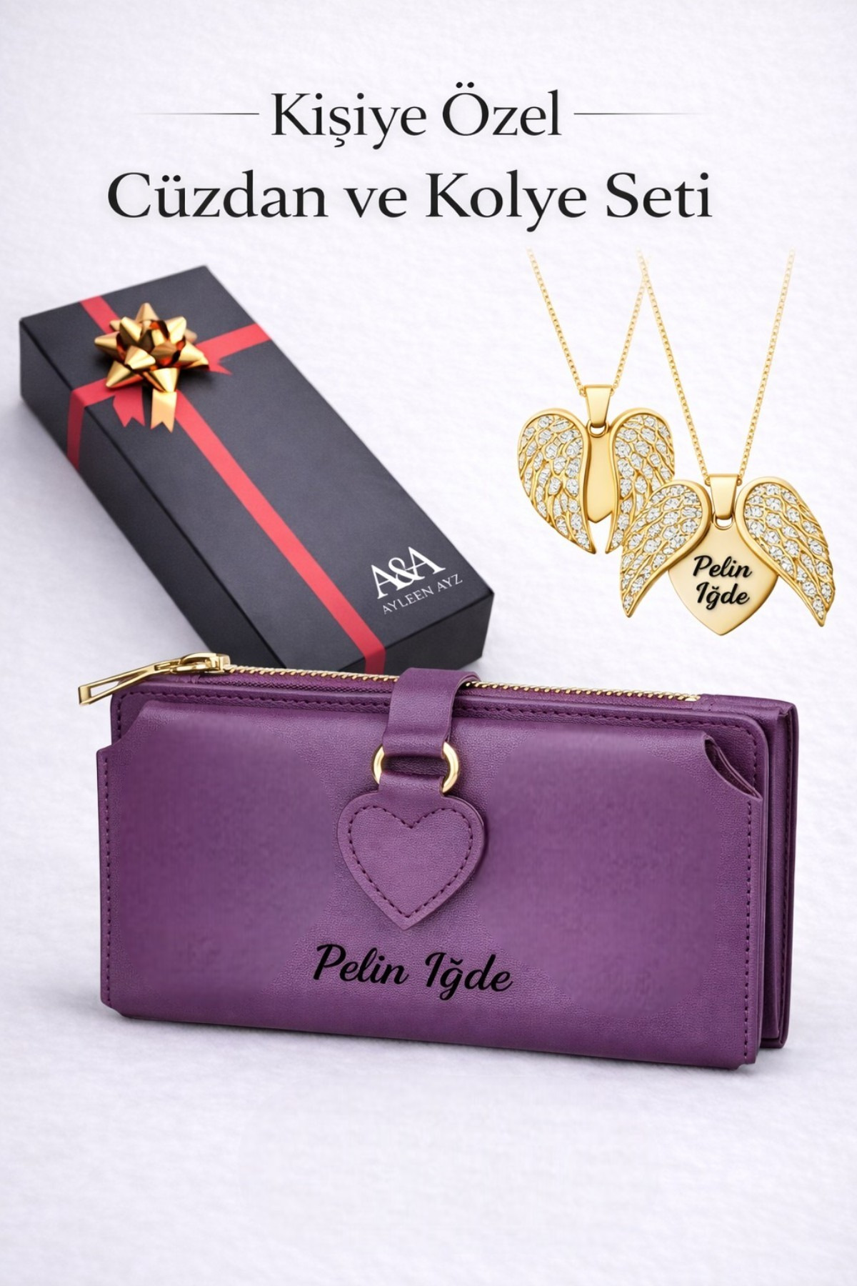 Personalized Women Wallet Wallet Accessory Card Holder Phone Compartment Pendant with Gift