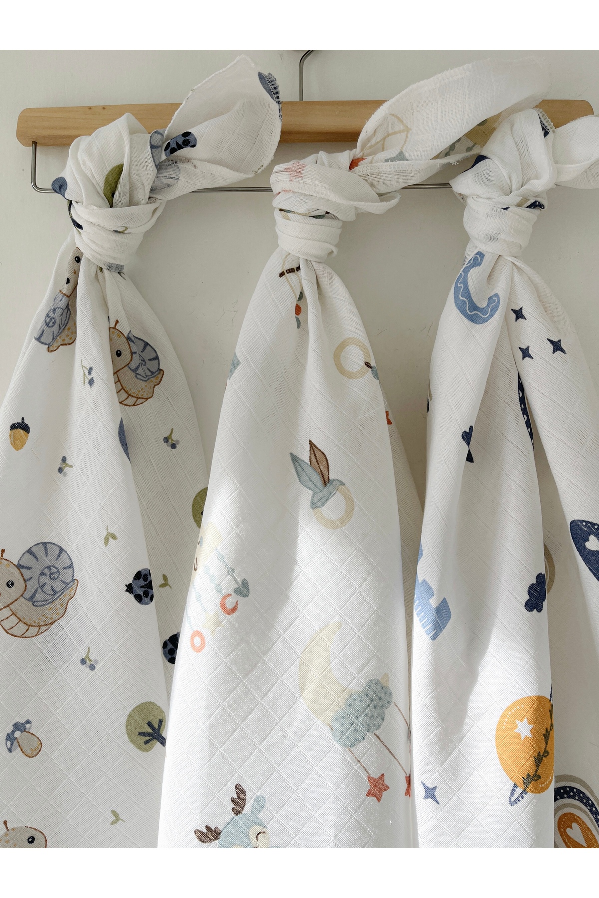 COOLMINIES Çok Amaçlı Müslin Örtü 3’lü Set, Müslin Yenidoğan Bebek Battaniyesi, %100 Pamuk Müslin Bez, 80*90 cm fotoğrafı 3 (önizleme)