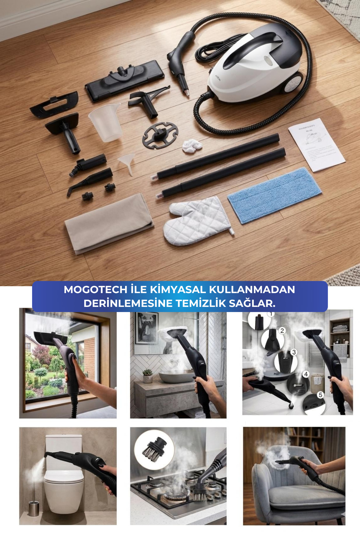 Mg-101 Çok Fonksiyonlu Buharlı Temizlik Makinası - Buharlı Temizleyici ( Türkiye Garantili )