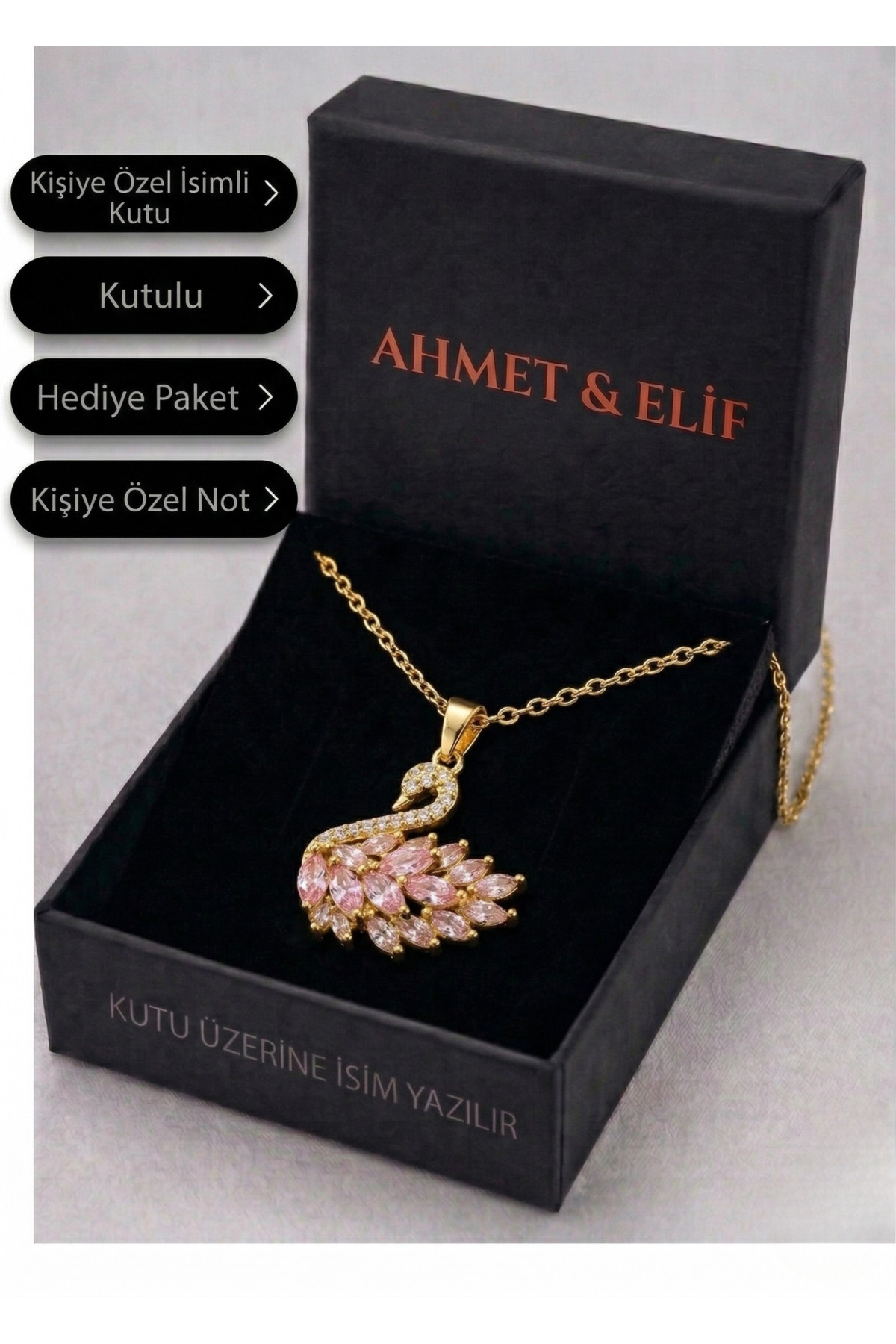 AccessoriesCınCık  316L Kararmaz Çelik Gold Renk Kuğu Model Kadın Kolye - Görsel 2